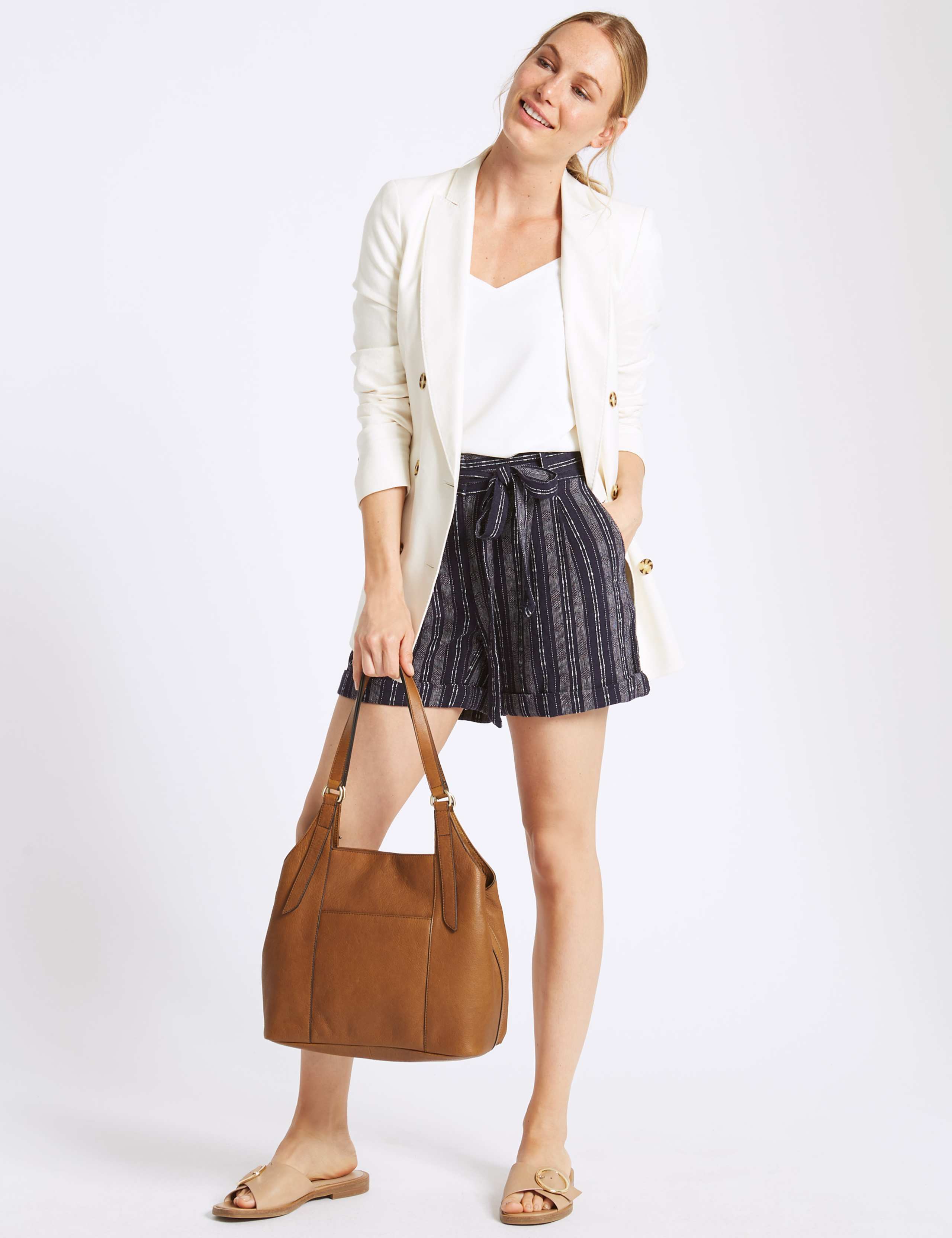 Leather 3 Compartment Hobo Bag 1 of 5
