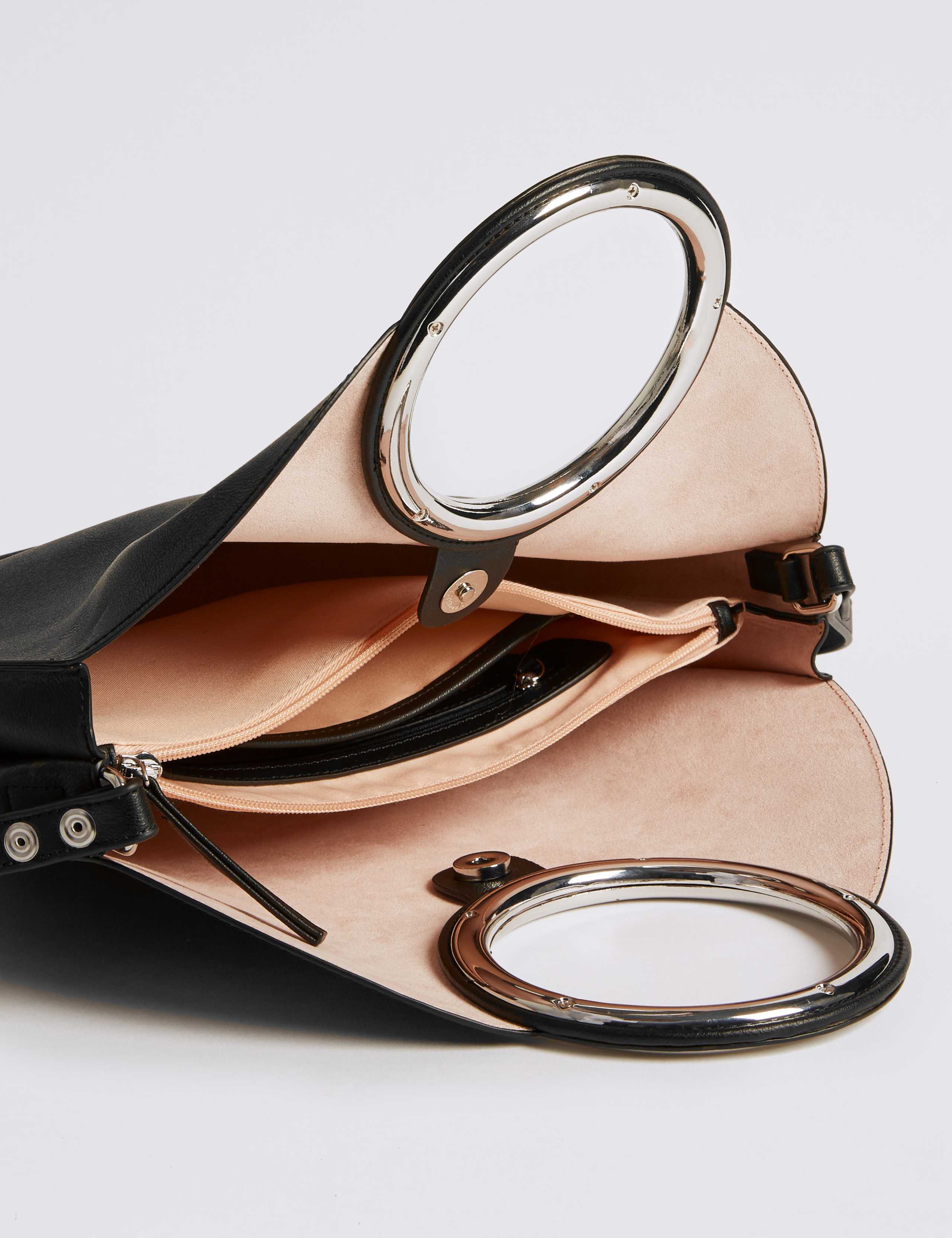 Faux Leather Circle Handle Cross Body Bag 5 of 5