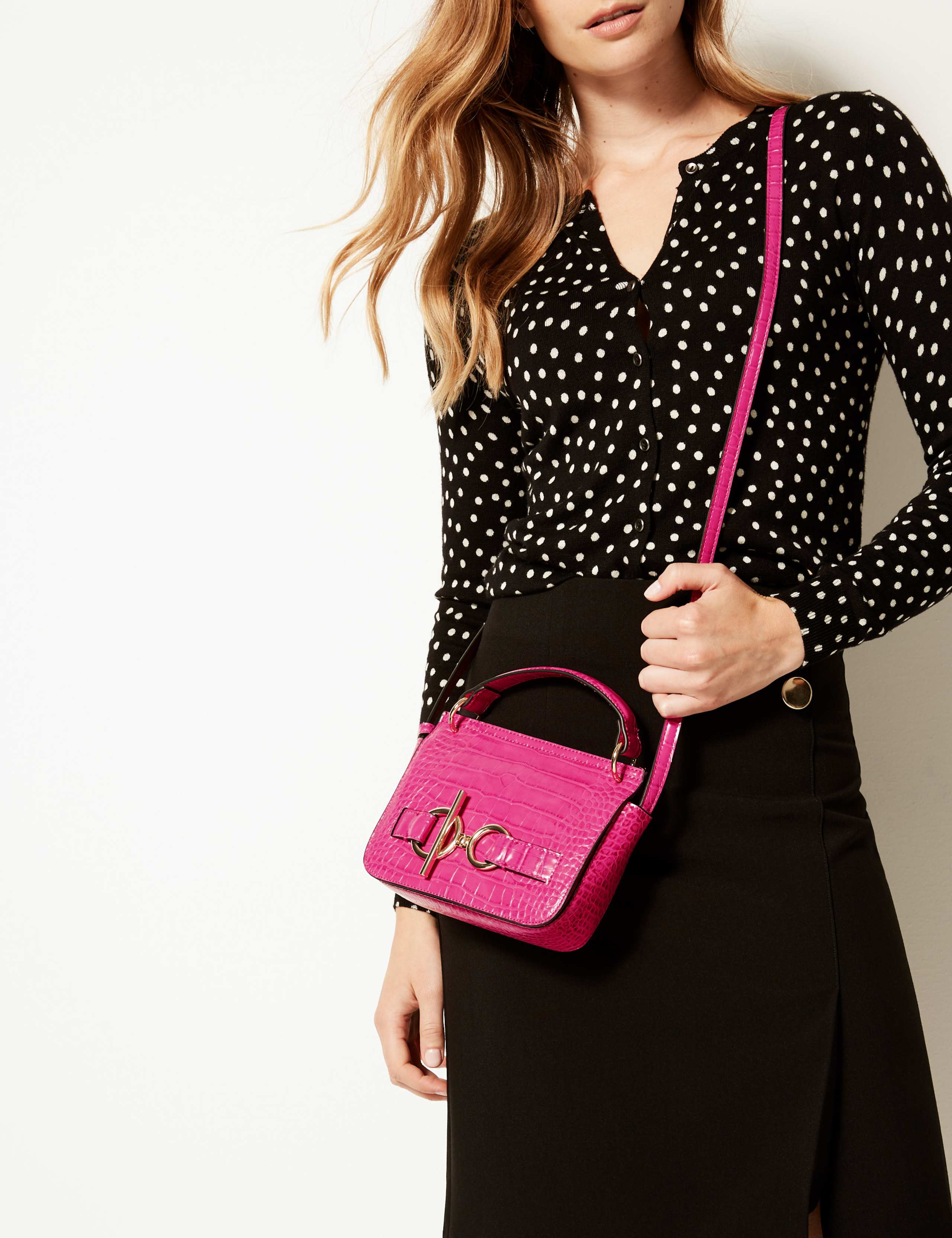 Faux Leather Ring Detail Cross Body Bag 1 of 6