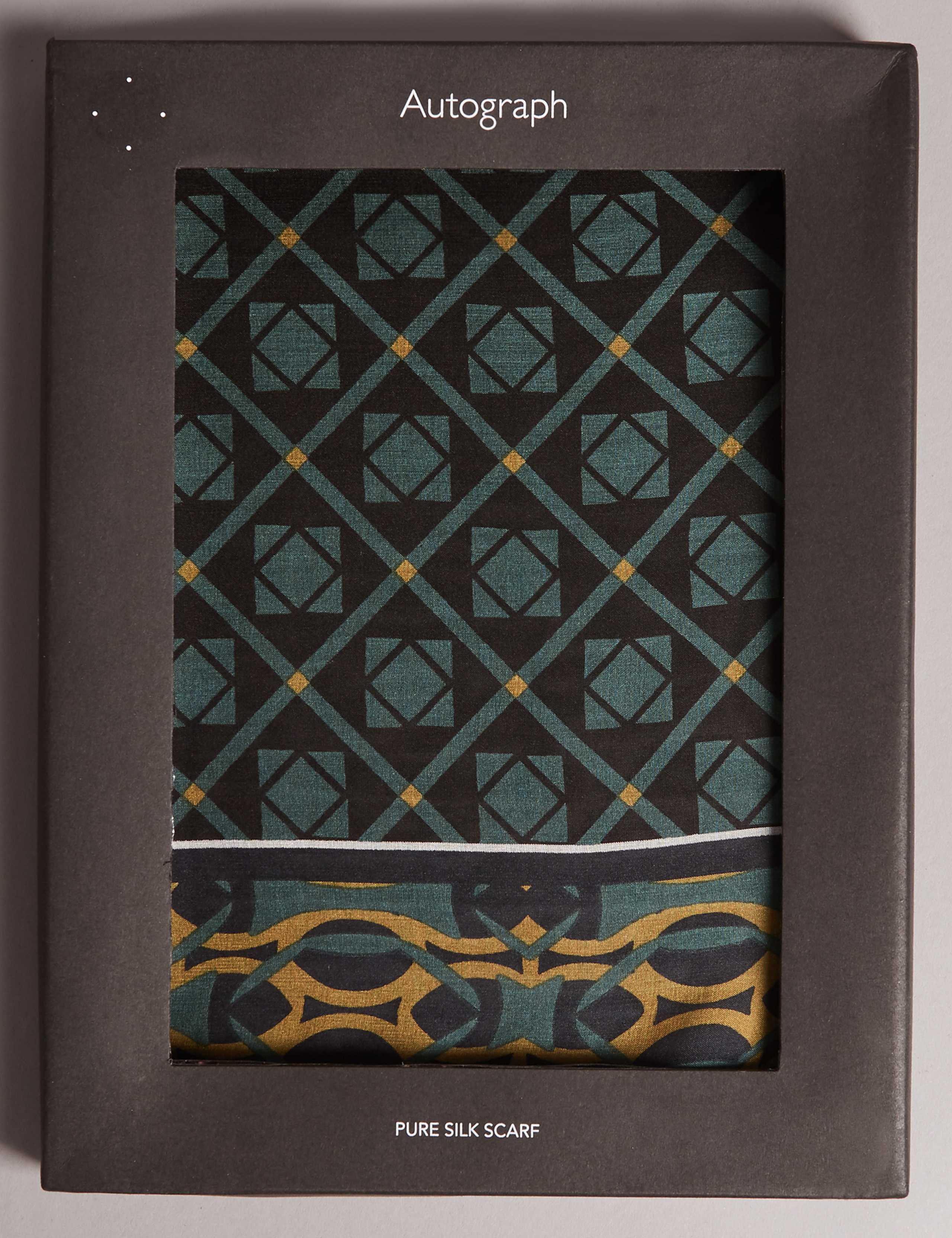 Pure Silk Geometric Print Square Scarf 3 of 4