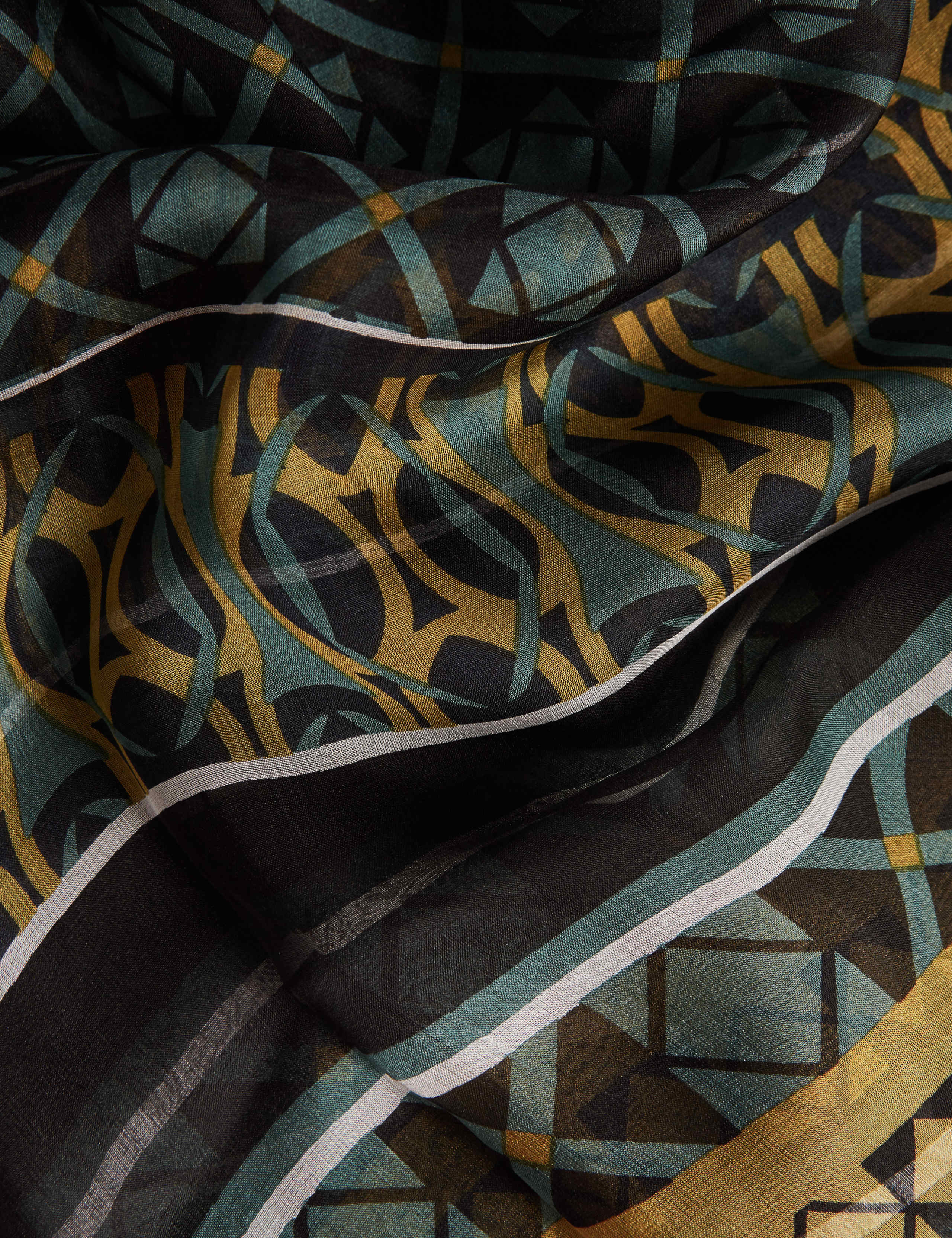 Pure Silk Geometric Print Square Scarf 4 of 4