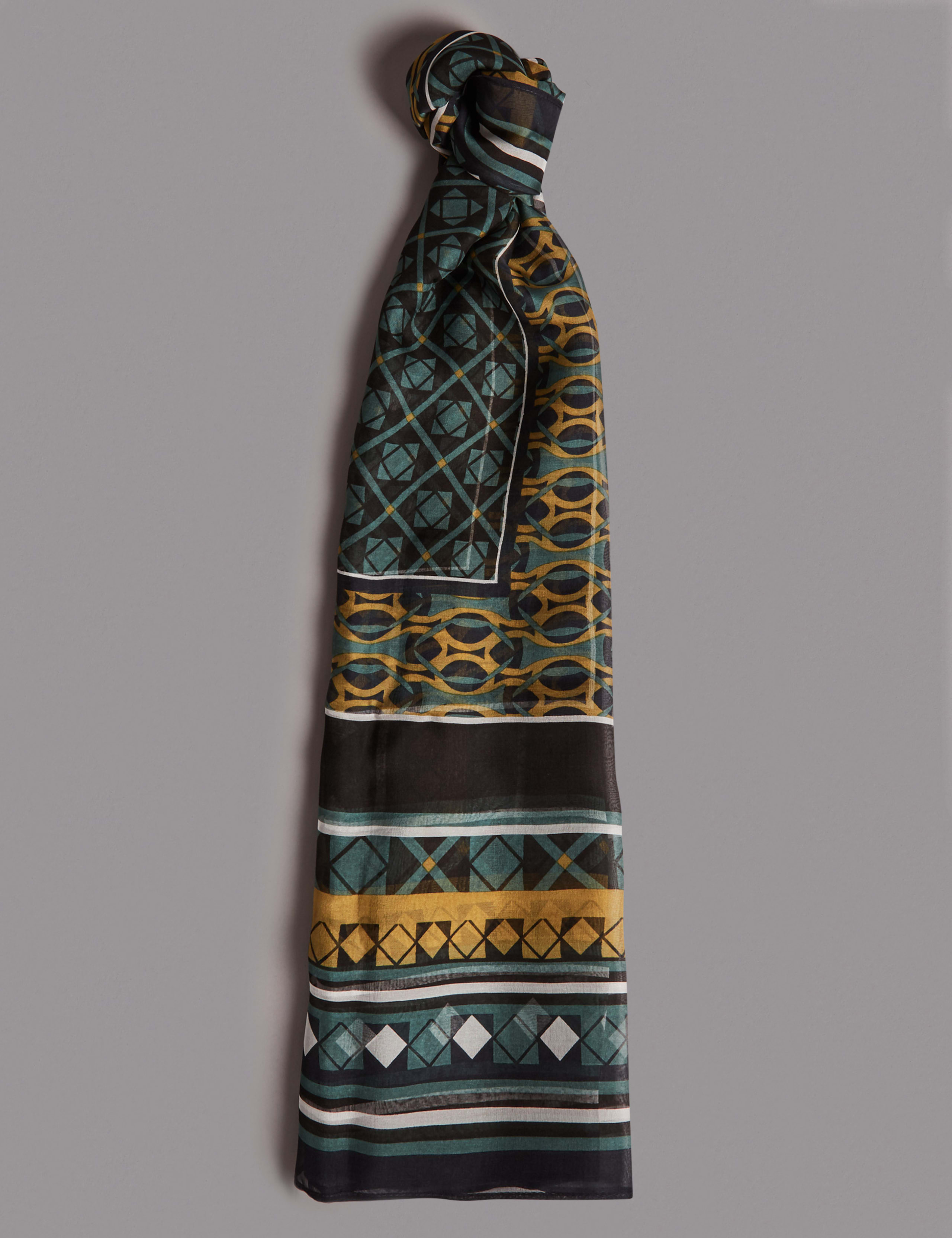 Pure Silk Geometric Print Square Scarf 2 of 4