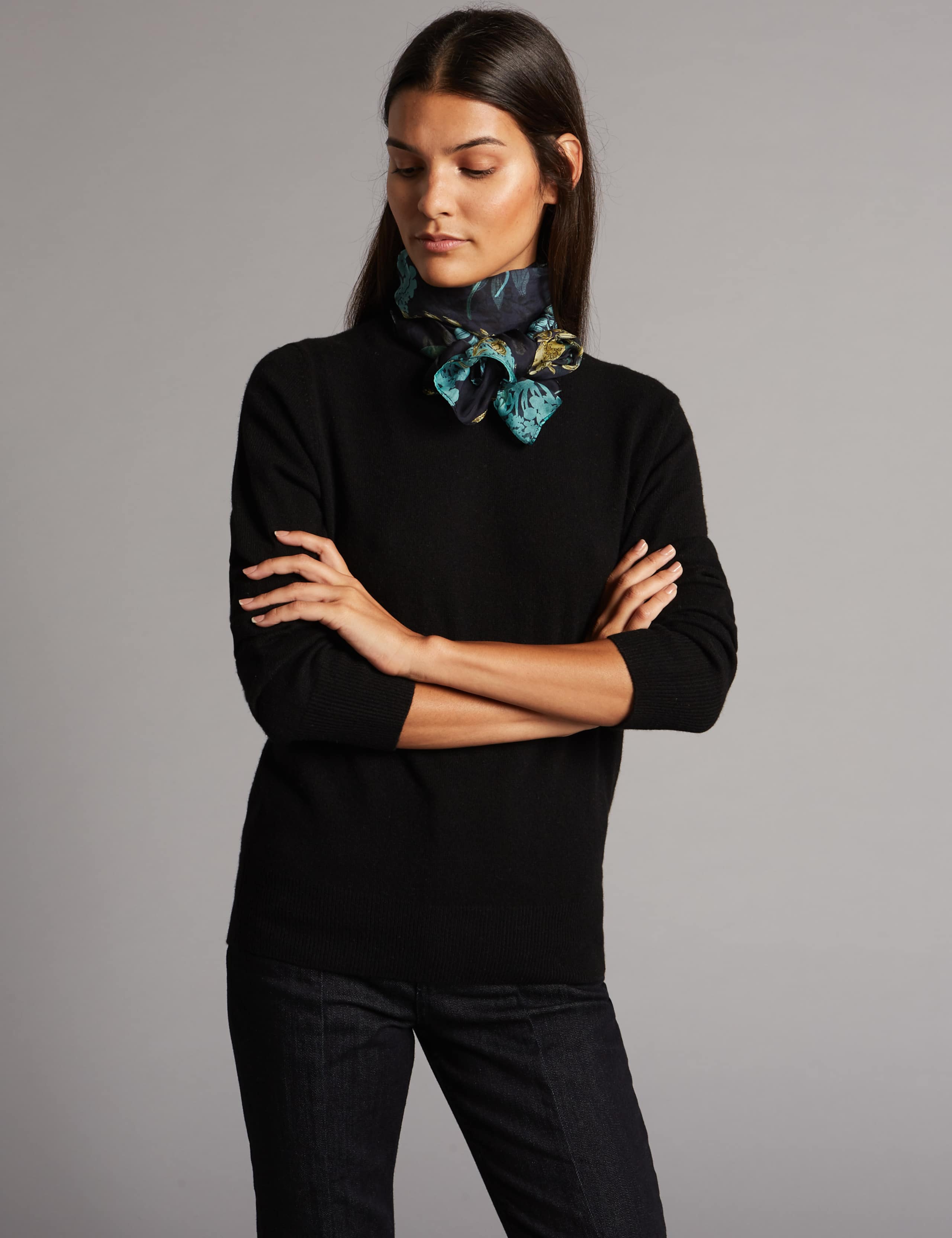 Pure Silk Floral Print Scarf 1 of 4