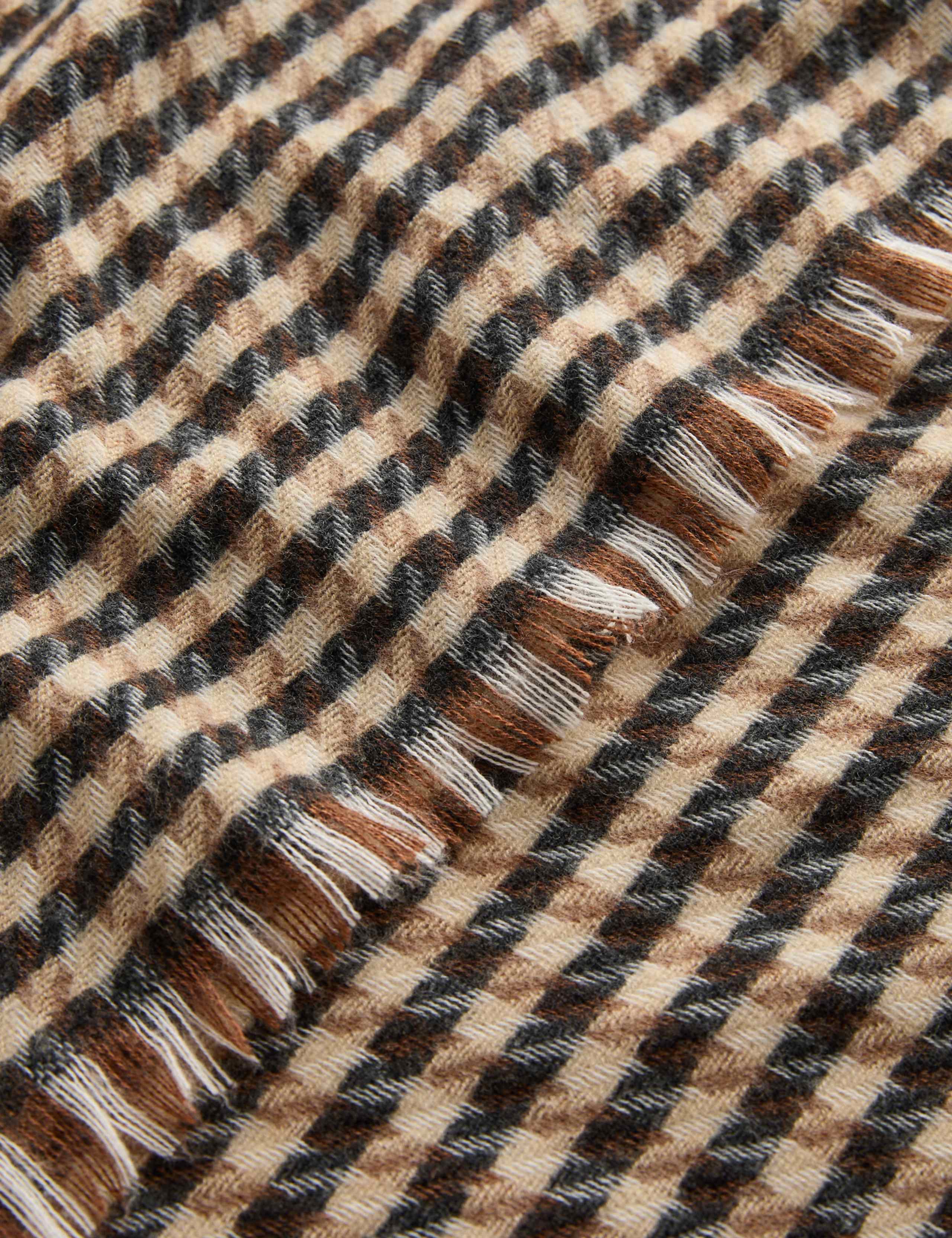 Woven Checked Fringed Scarf 2 of 2