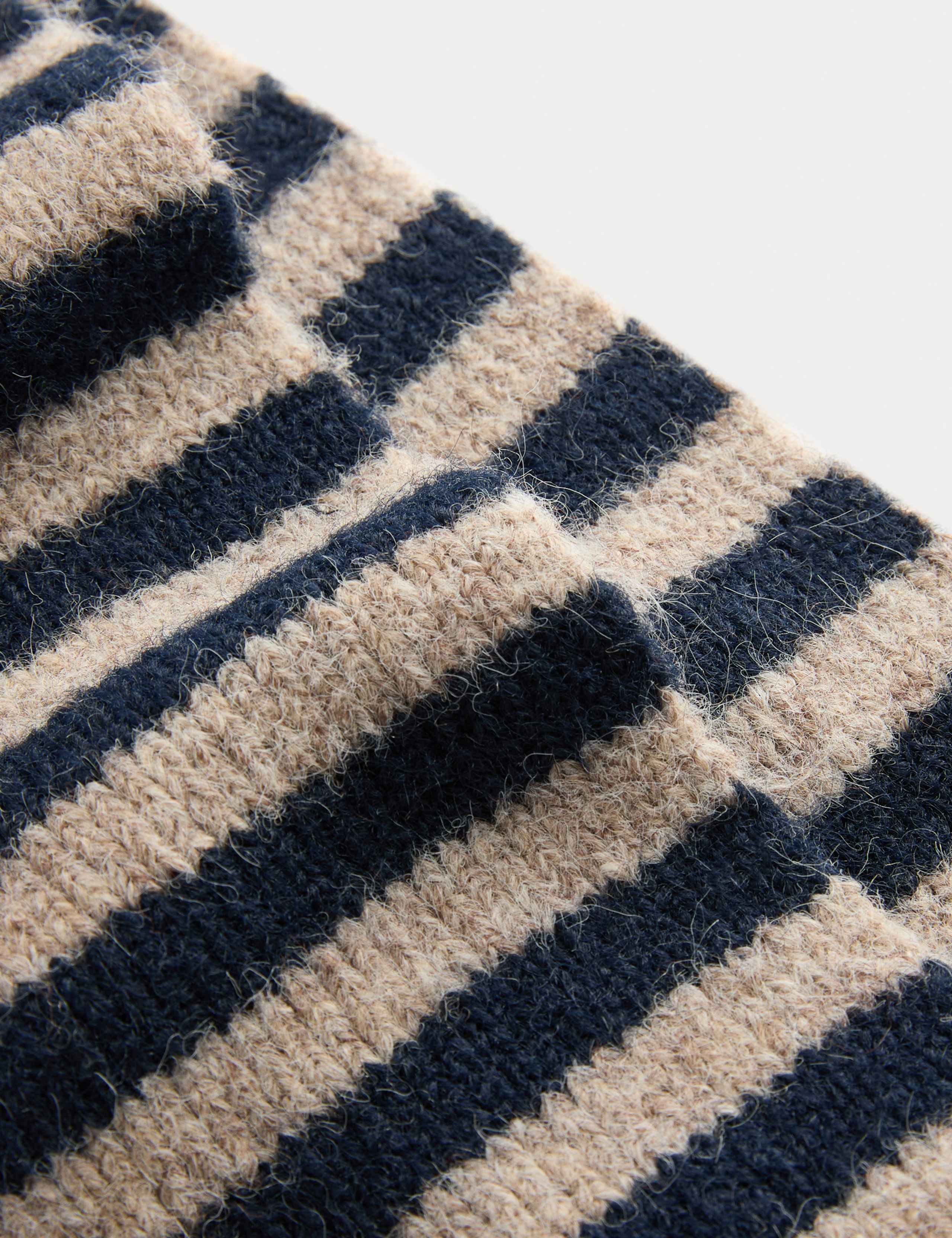 Brushed Striped Skinny Scarf with Wool 2 of 2