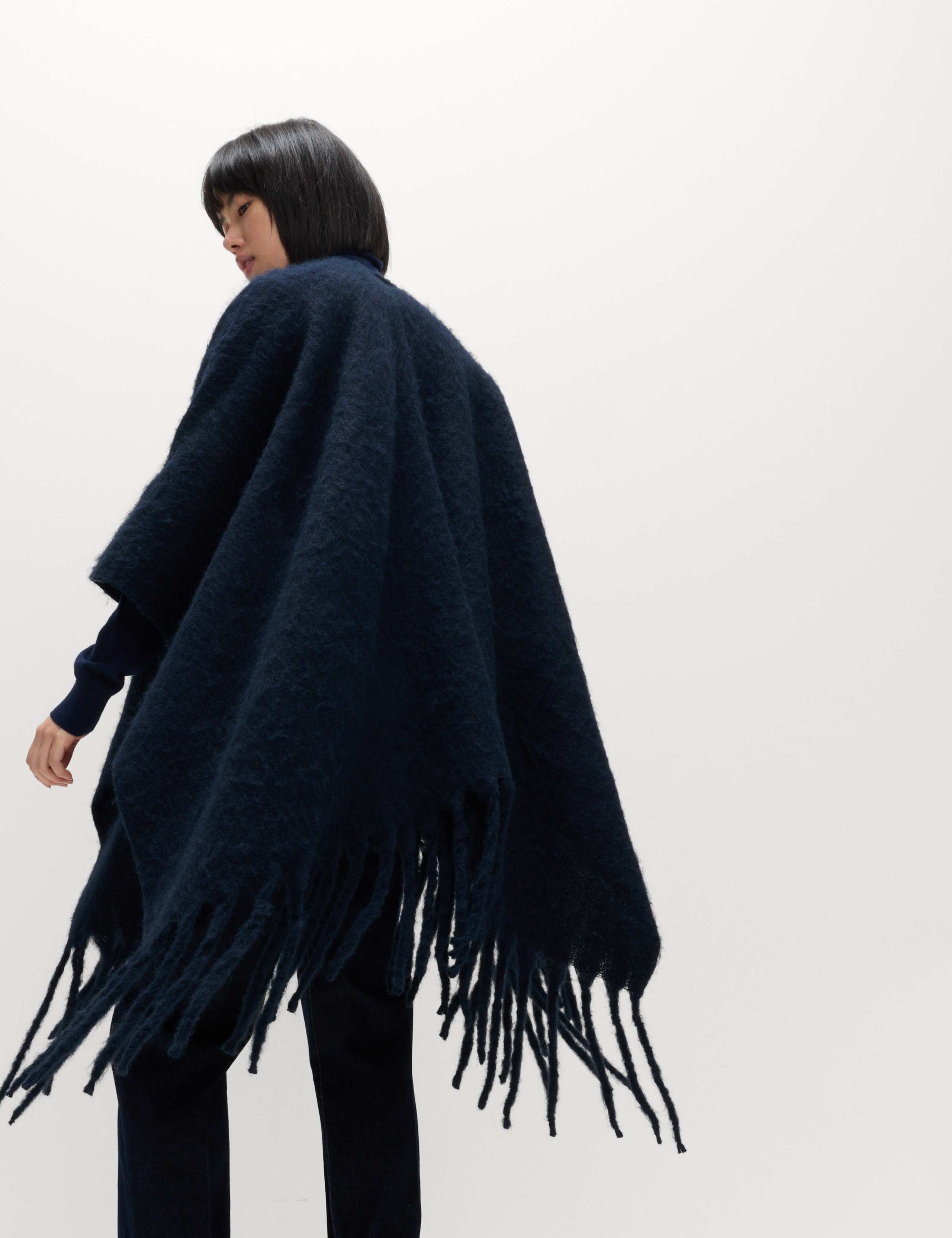 Brushed Fringed Wrap Scarf with Wool 5 of 6