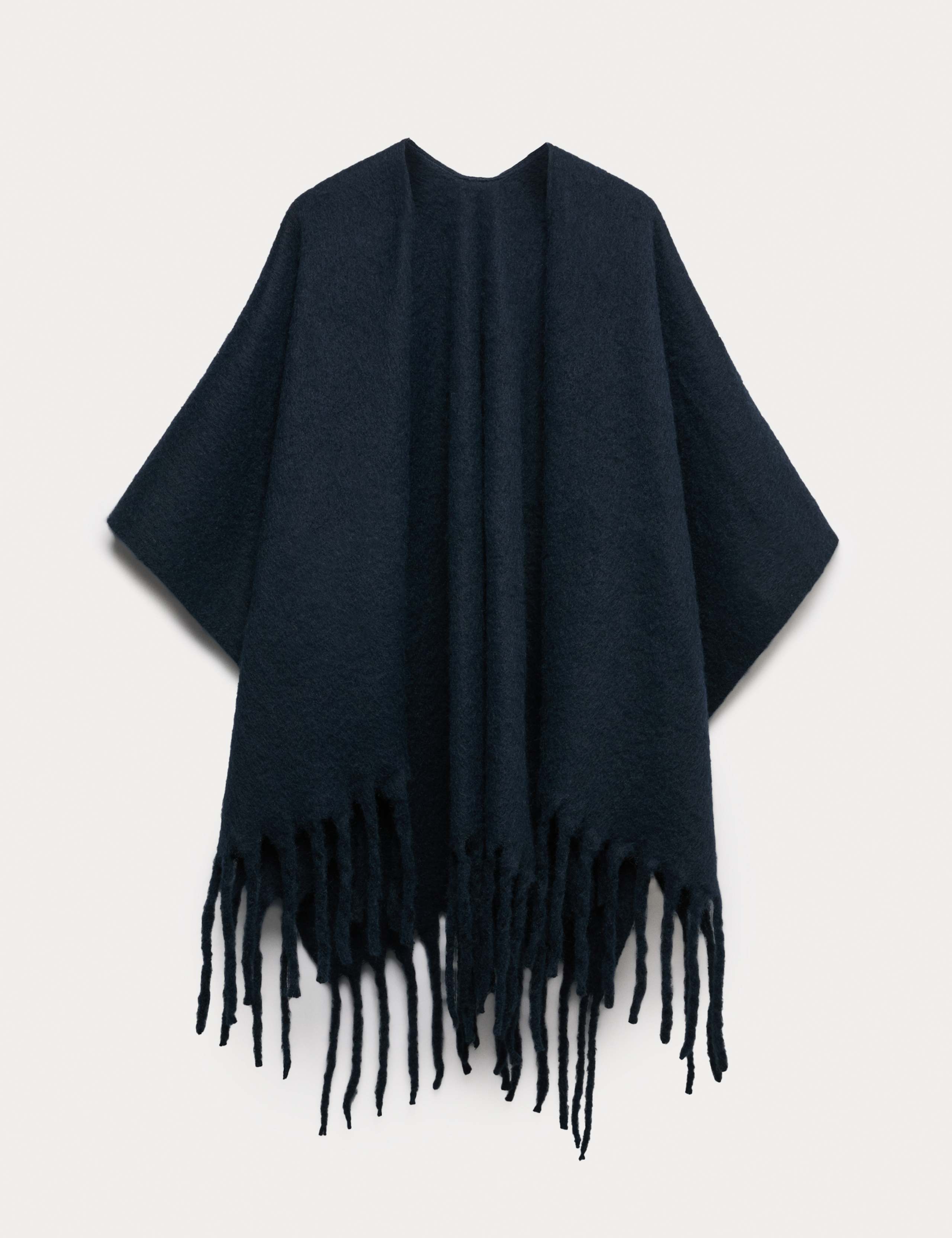 Brushed Fringed Wrap Scarf with Wool 2 of 6