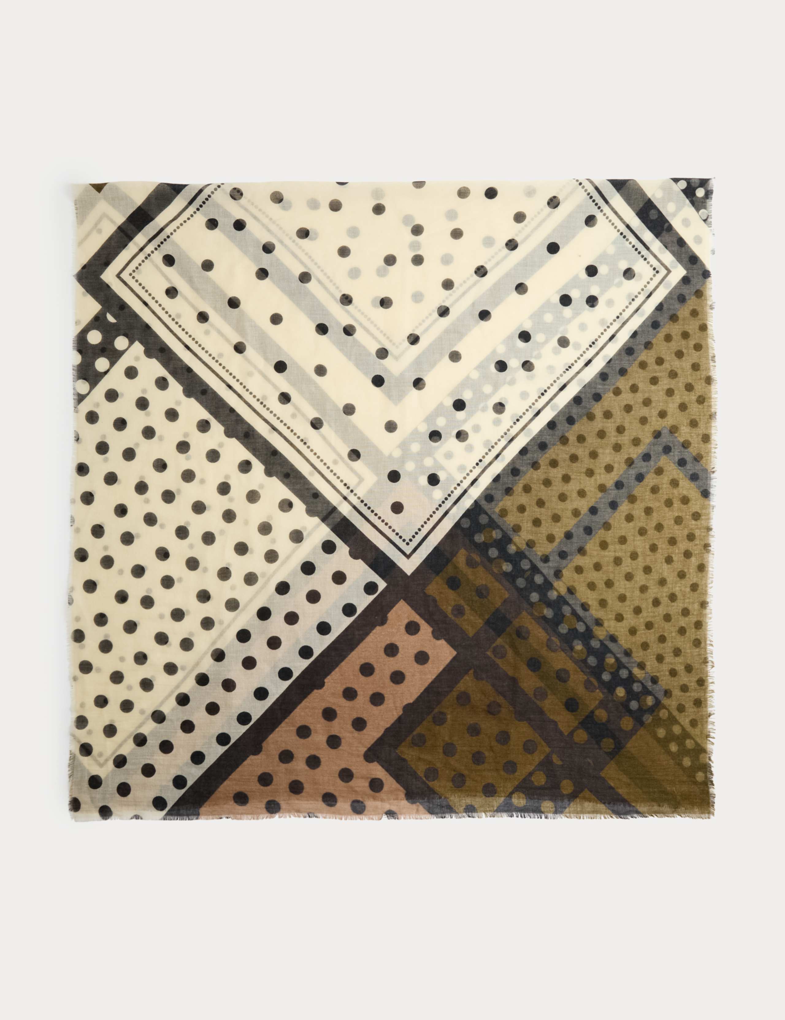 Polka Dot Lightweight Scarf with Wool 1 of 2