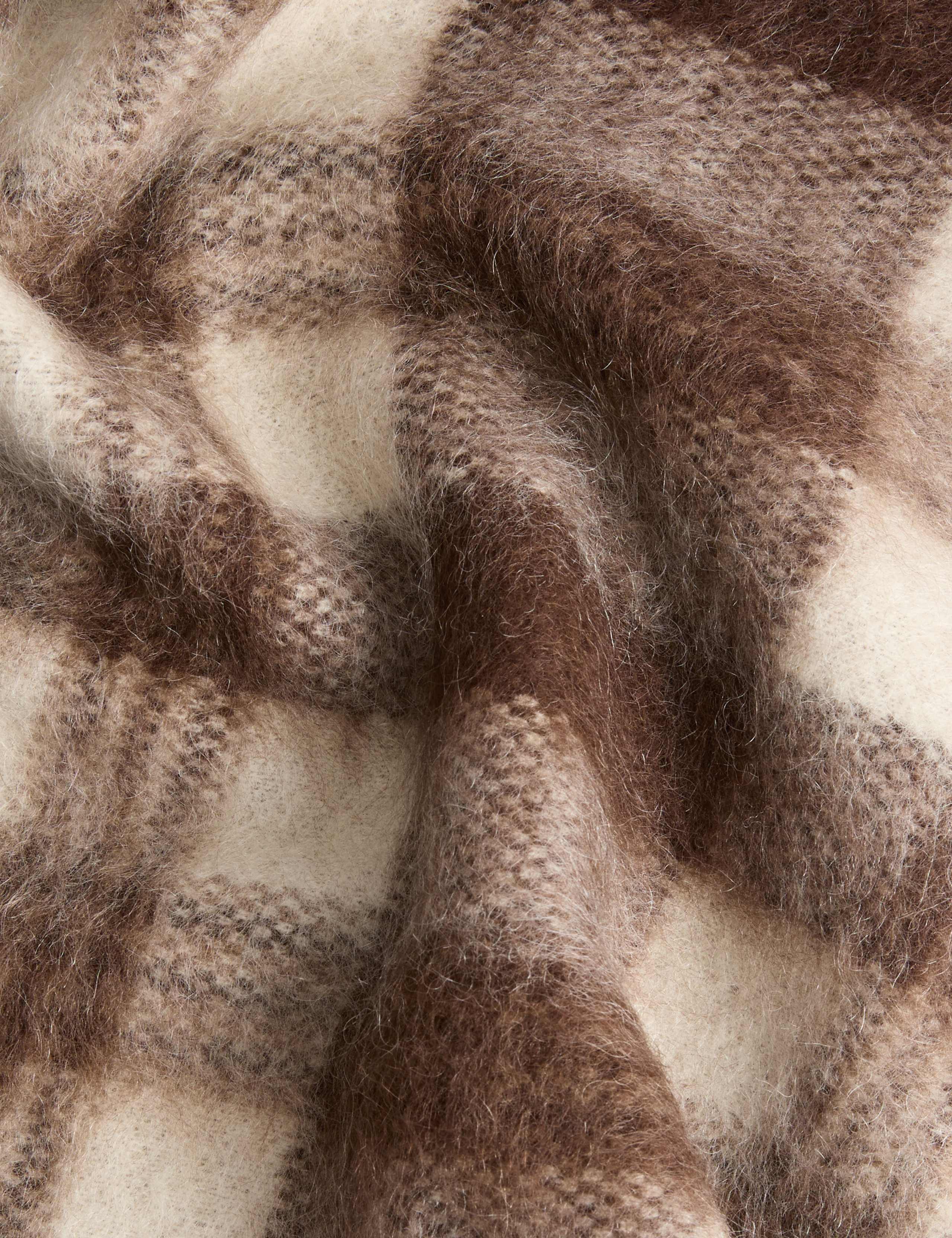 Mohair Blend Checked Triangle Scarf 3 of 3