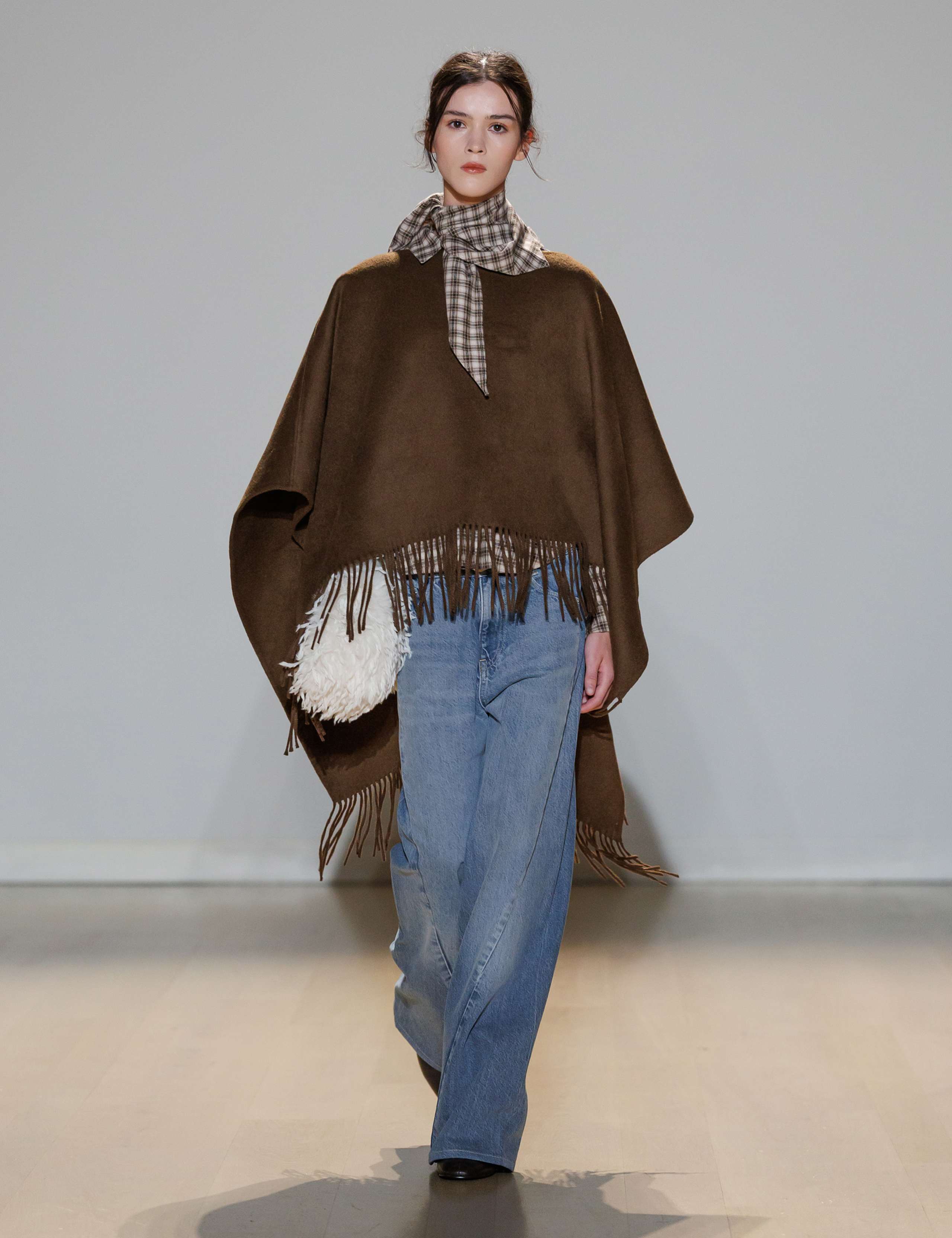 Double Faced Fringed Poncho 1 of 6