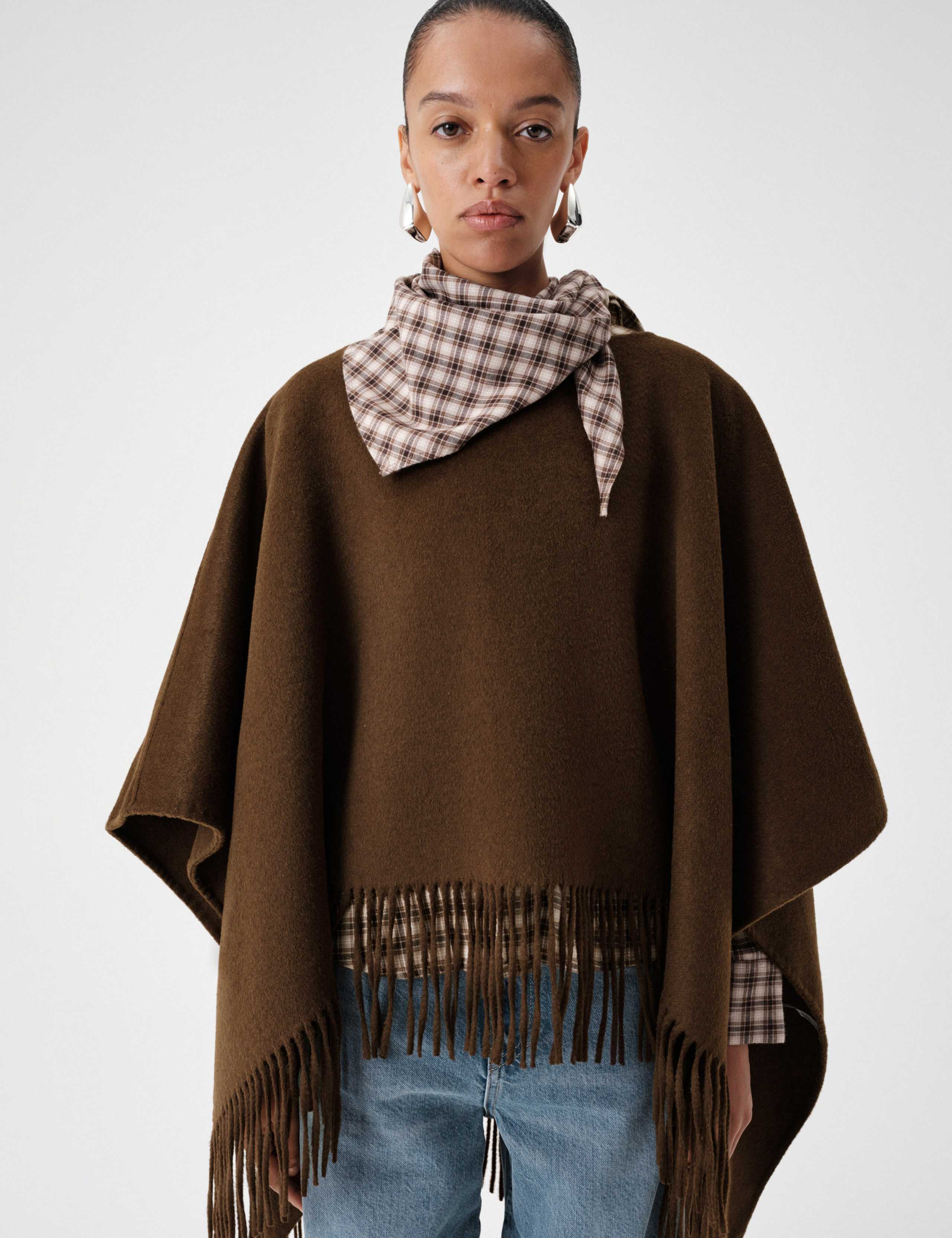 Double Faced Fringed Poncho 6 of 6