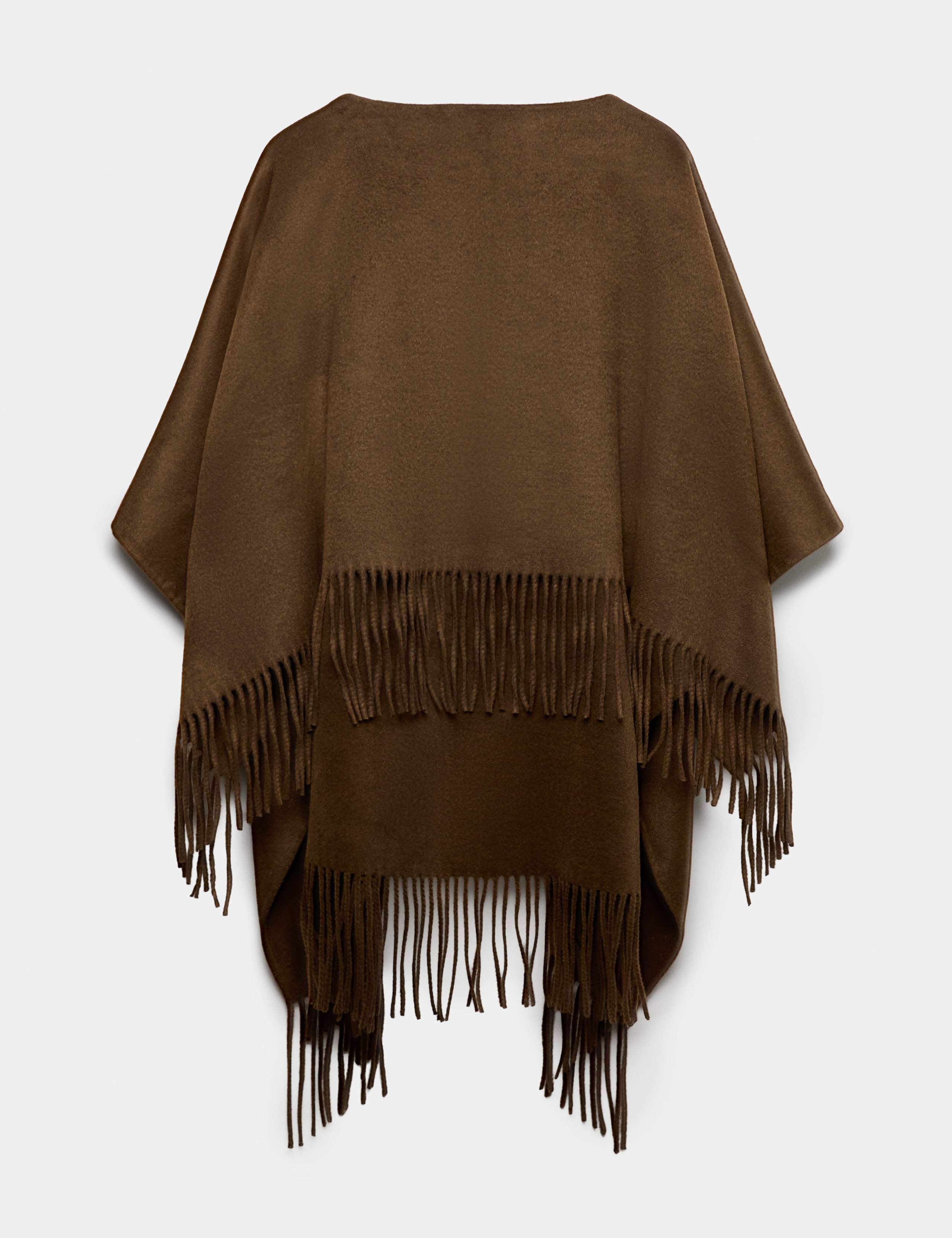 Double Faced Fringed Poncho with Wool 2 of 6