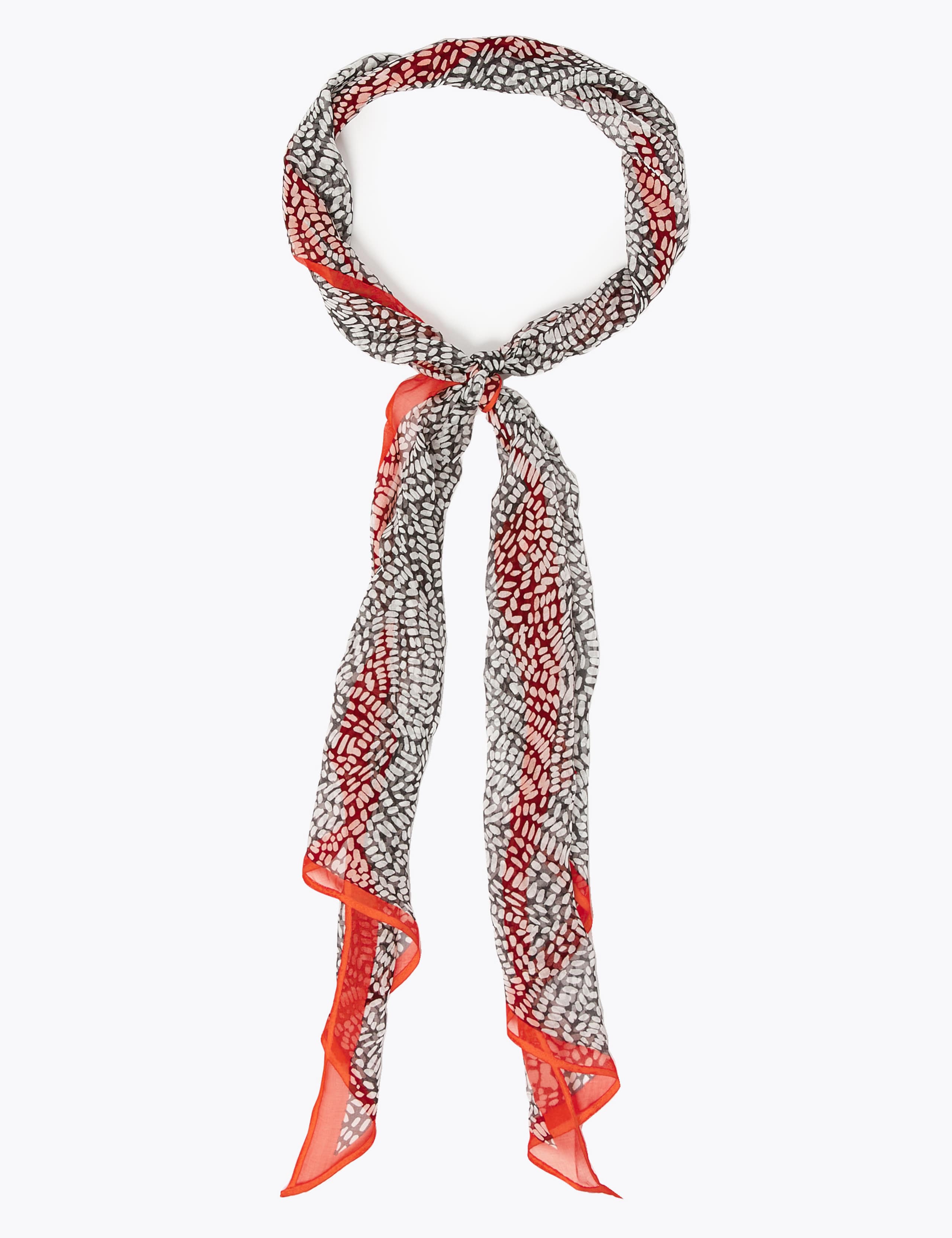 Pure Silk Printed Skinny Scarf 2 of 3