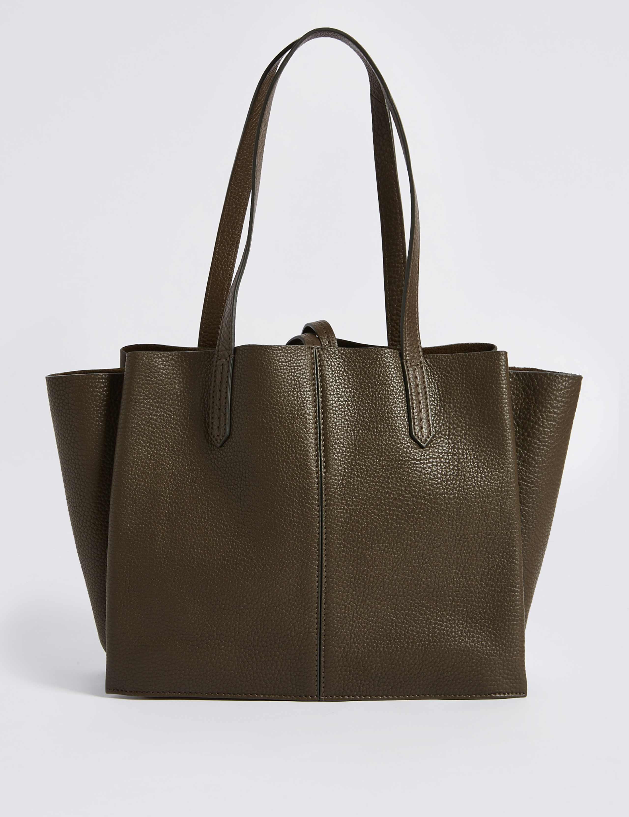 Leather 3 Part Compartment Tote Bag 3 of 4