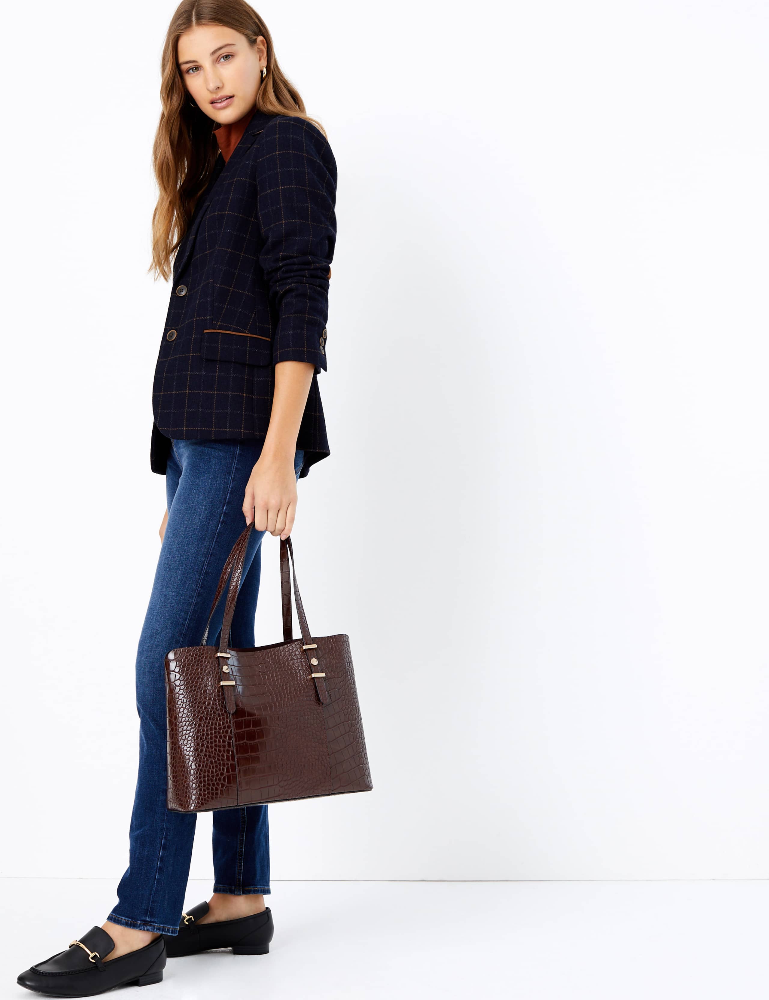 Crocodile Print Soft Stud Tote Bag 1 of 6