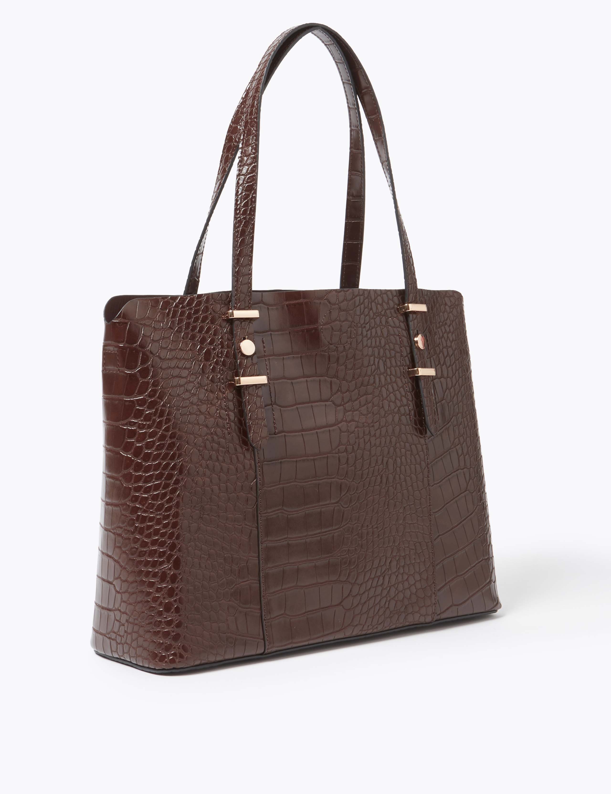 Crocodile Print Soft Stud Tote Bag 3 of 6