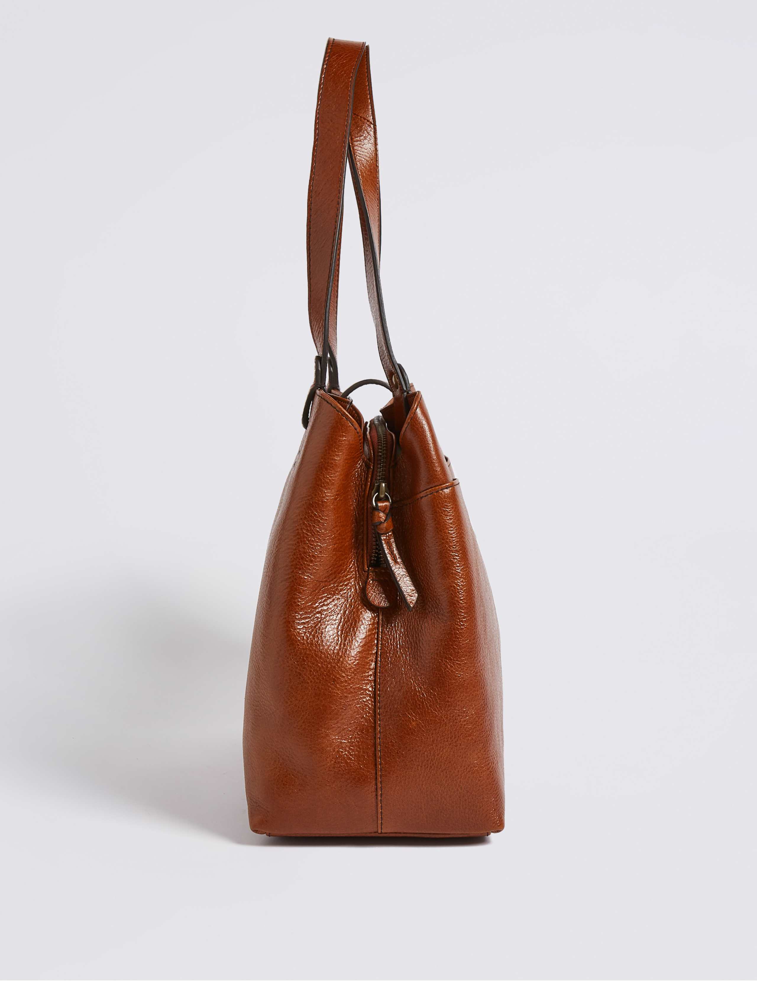 Leather Round Buckle Compartment Tote Bag M&S Collection M&S