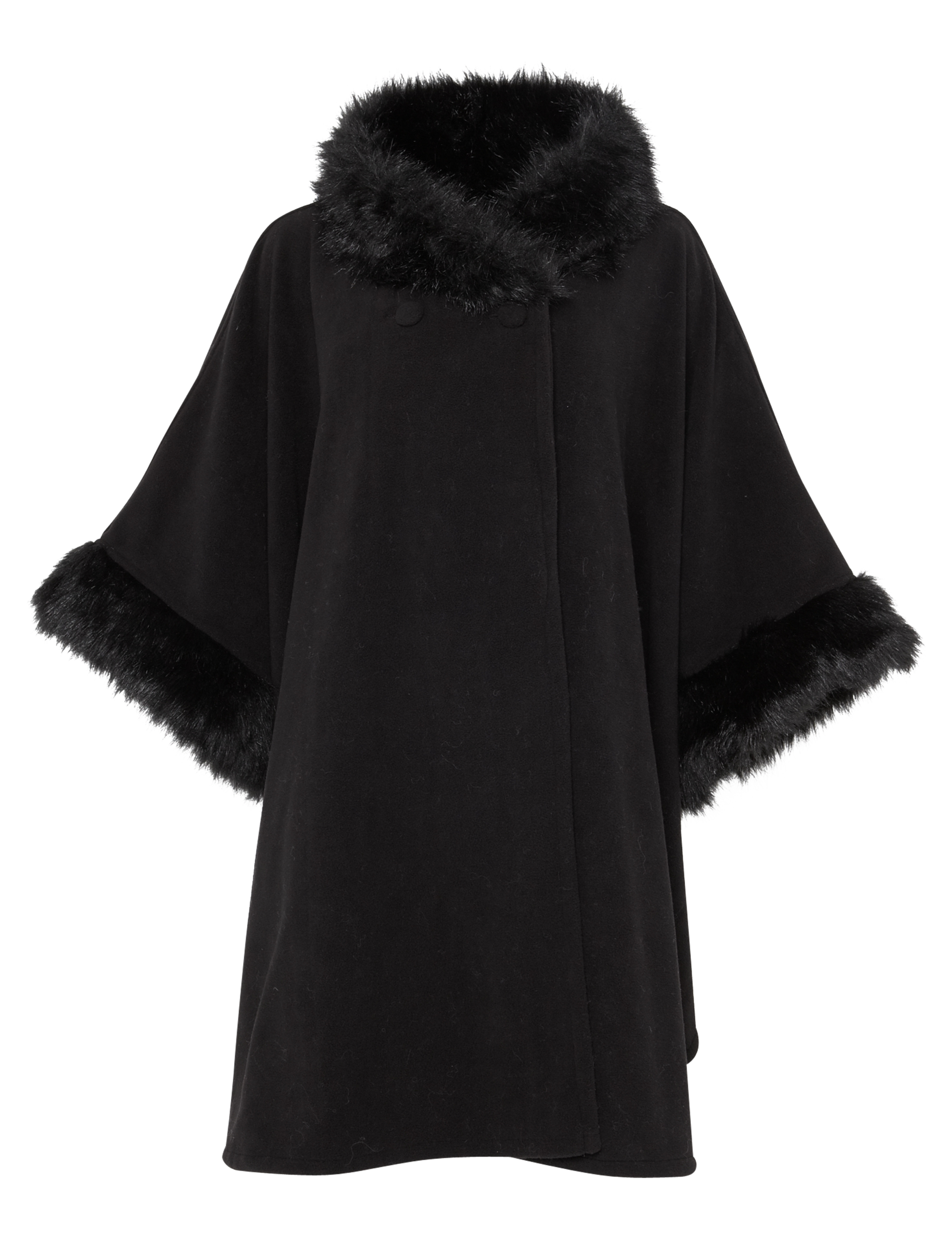Faux Fur Collar Fleece Wrap 2 of 3