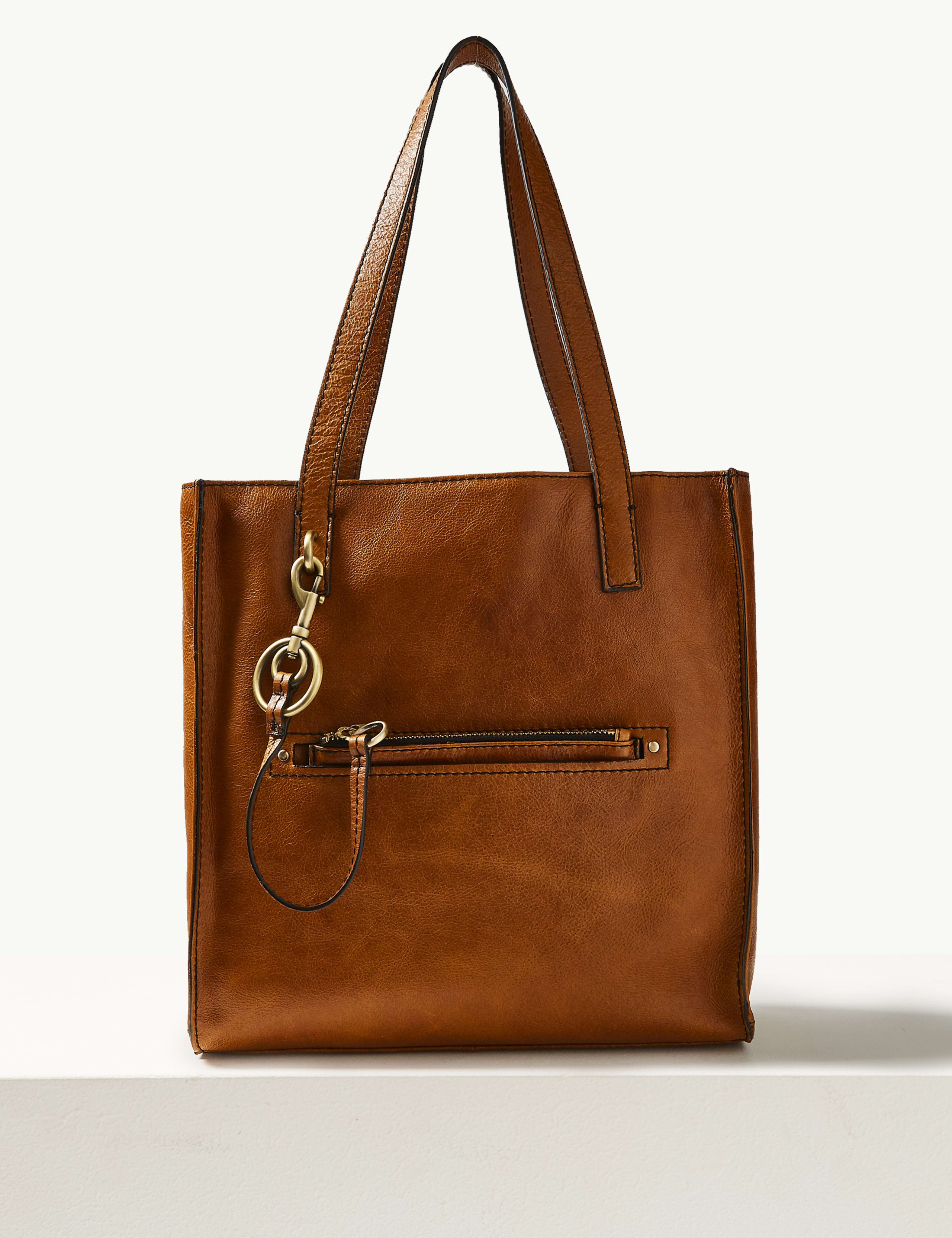 Leather 3 Compartment Tote Bag 2 of 6