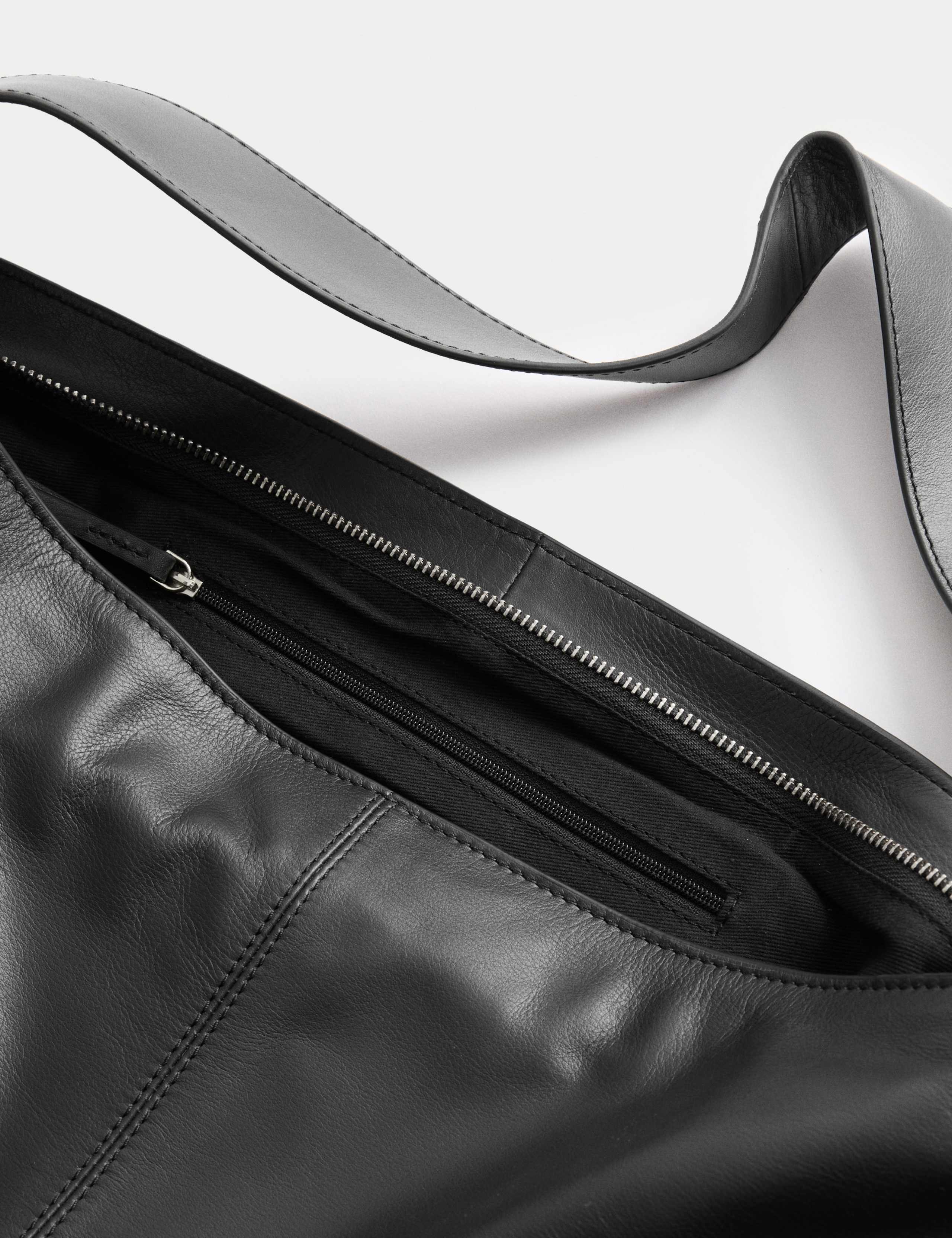 Leather Zip Slouchy Shoulder Bag 4 of 4