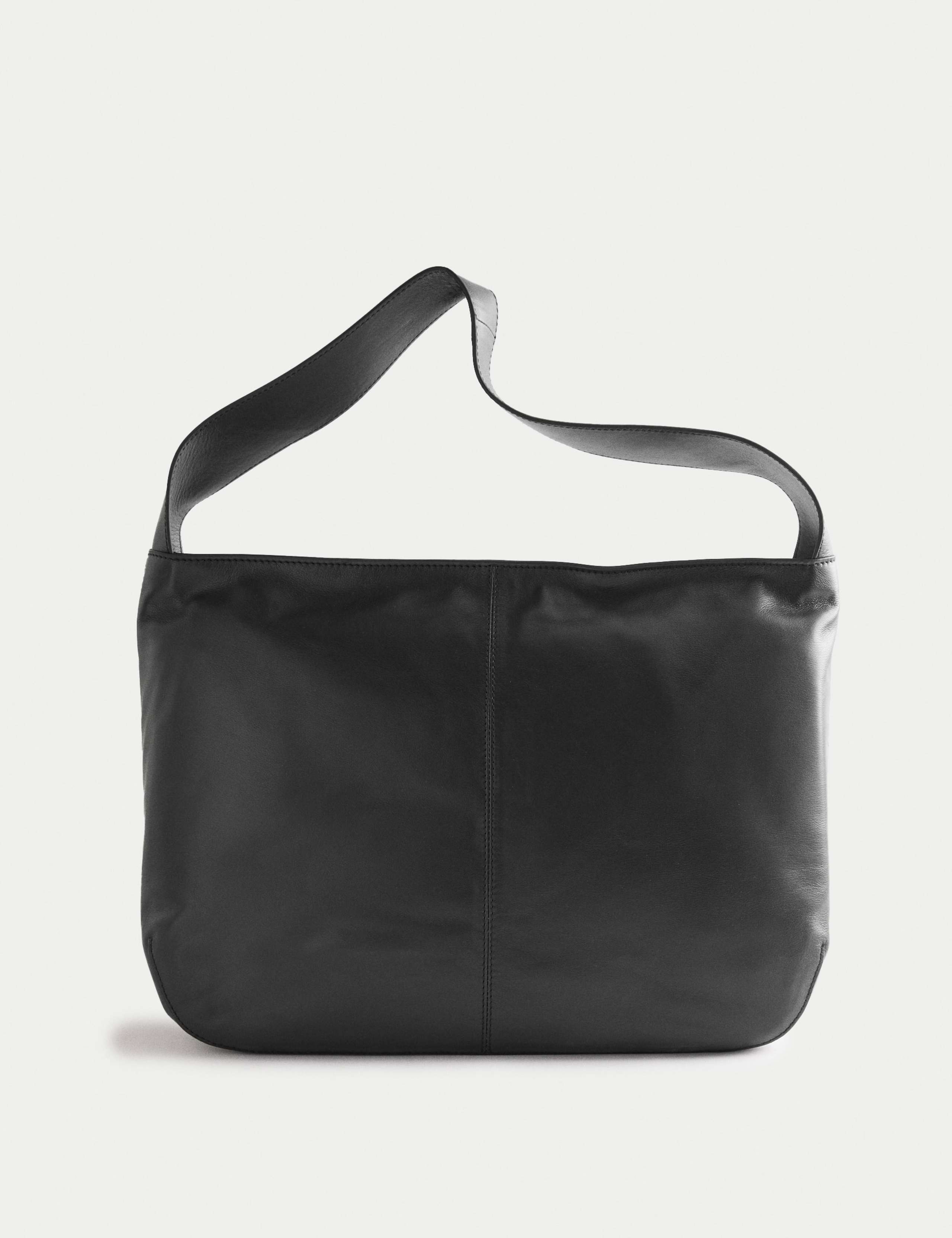 Leather Zip Slouchy Shoulder Bag 2 of 4