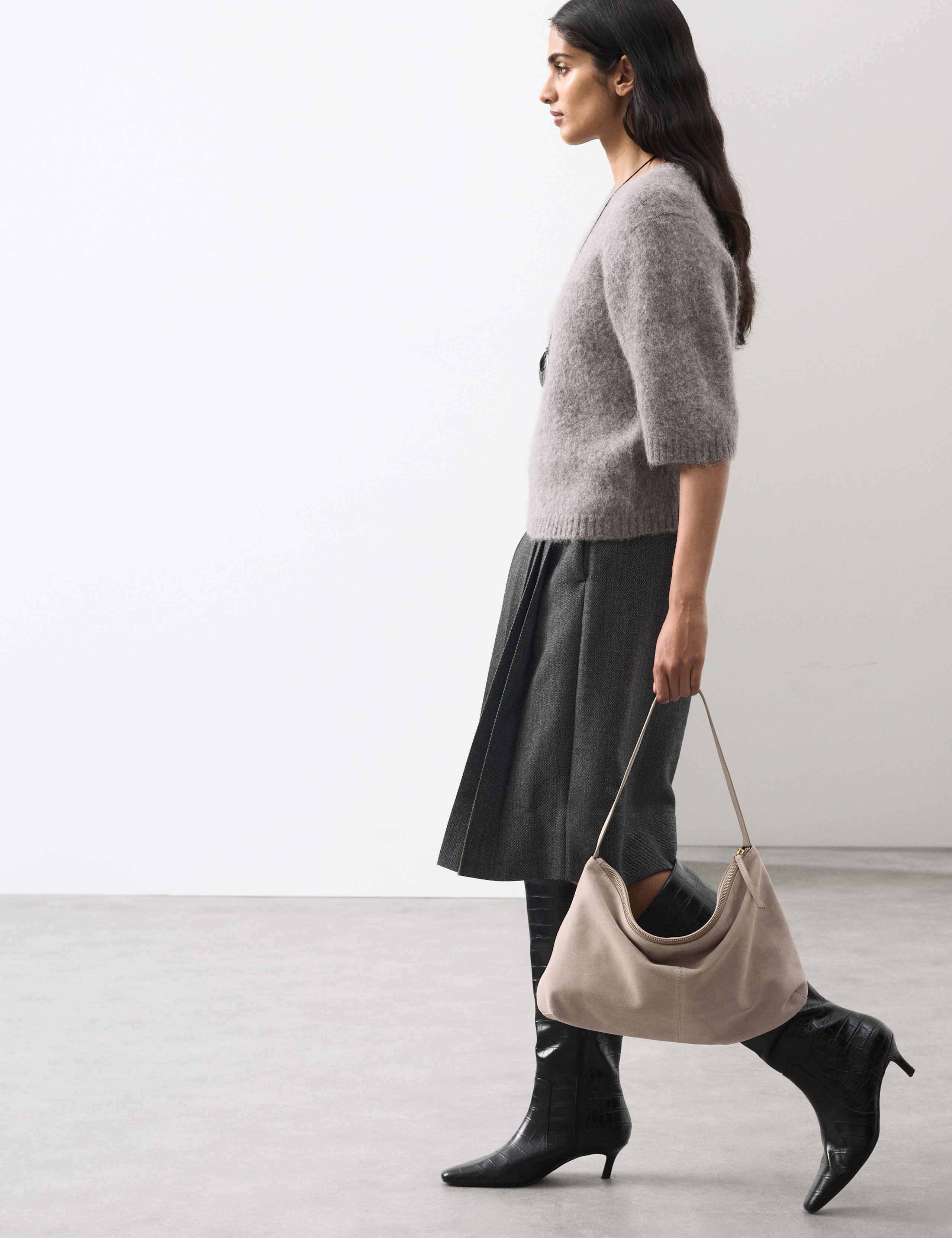 Suede Slouchy Shoulder Bag 3 of 4