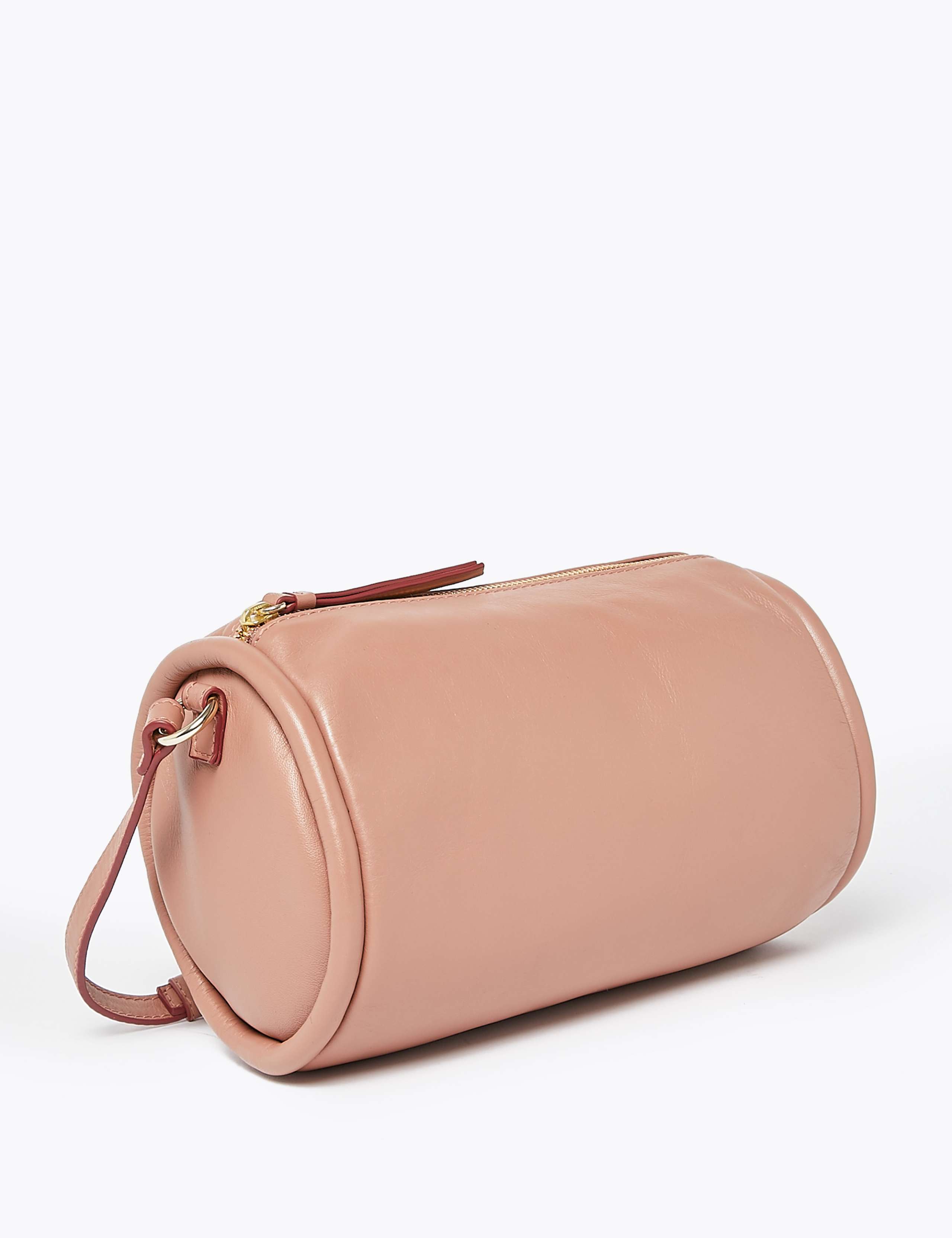 Leather Cross Body  Barrel Bag 3 of 6