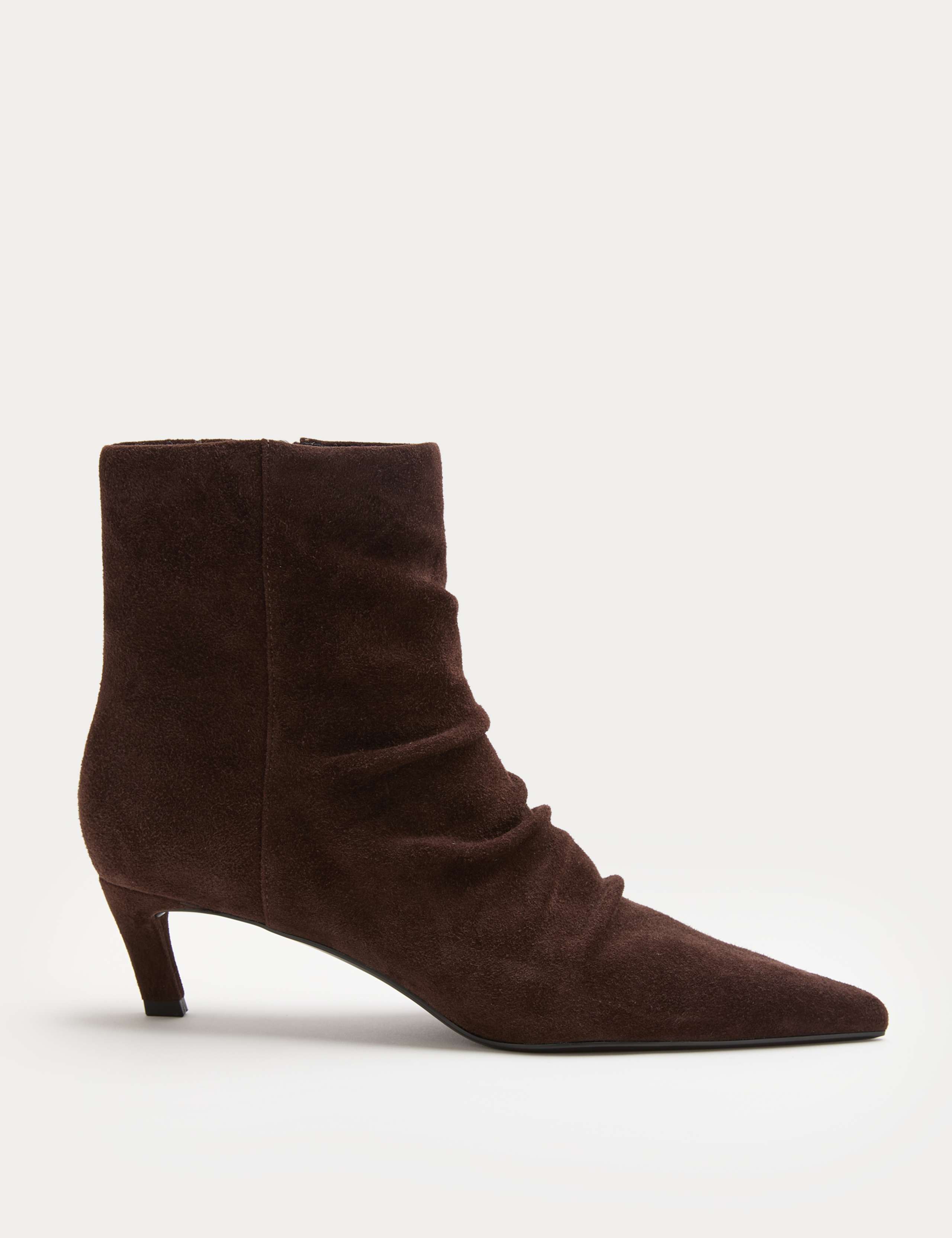 Suede Ruched Kitten Heel Pointed Ankle Boots 2 of 3