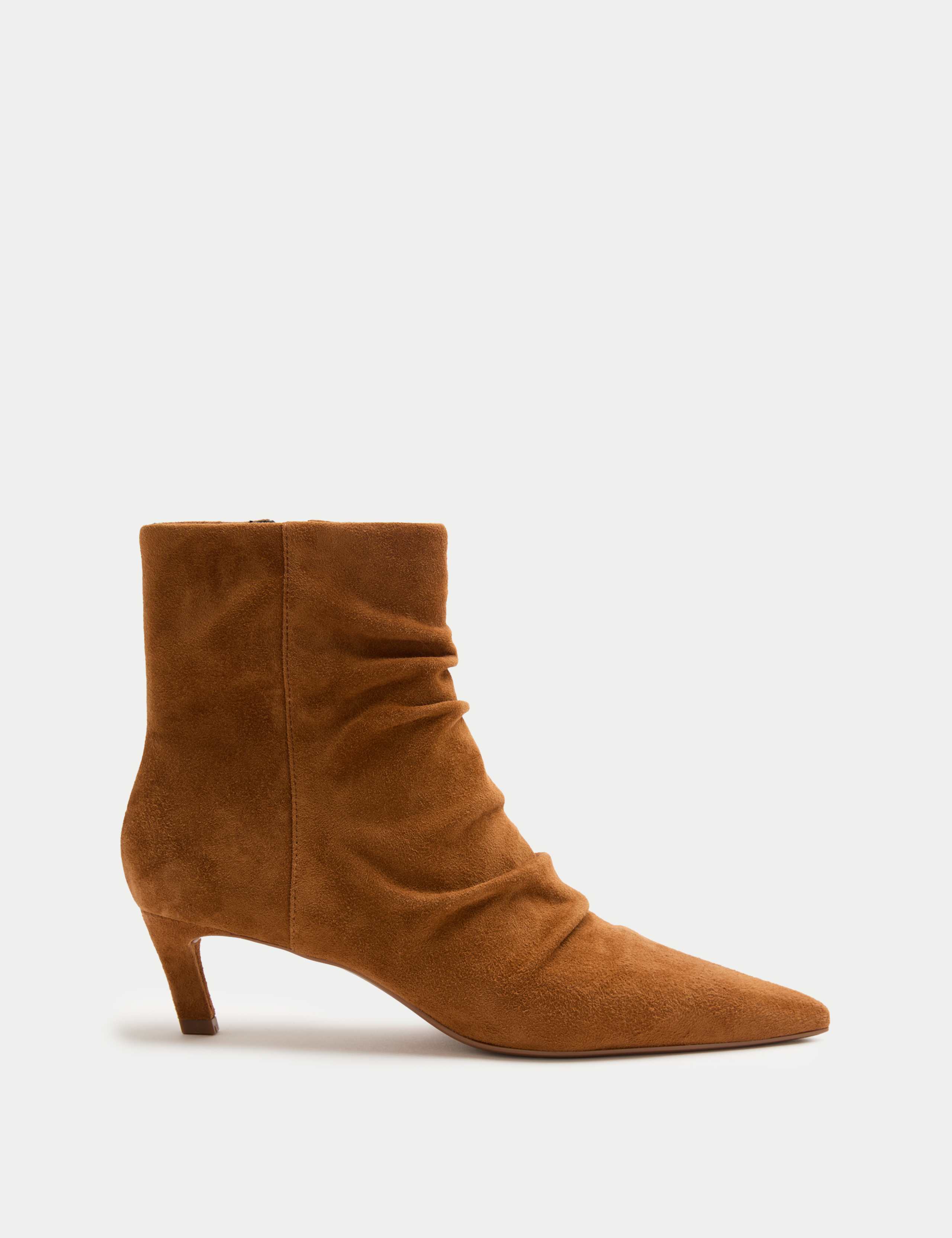 Suede Ruched Kitten Heel Pointed Ankle Boots 2 of 3