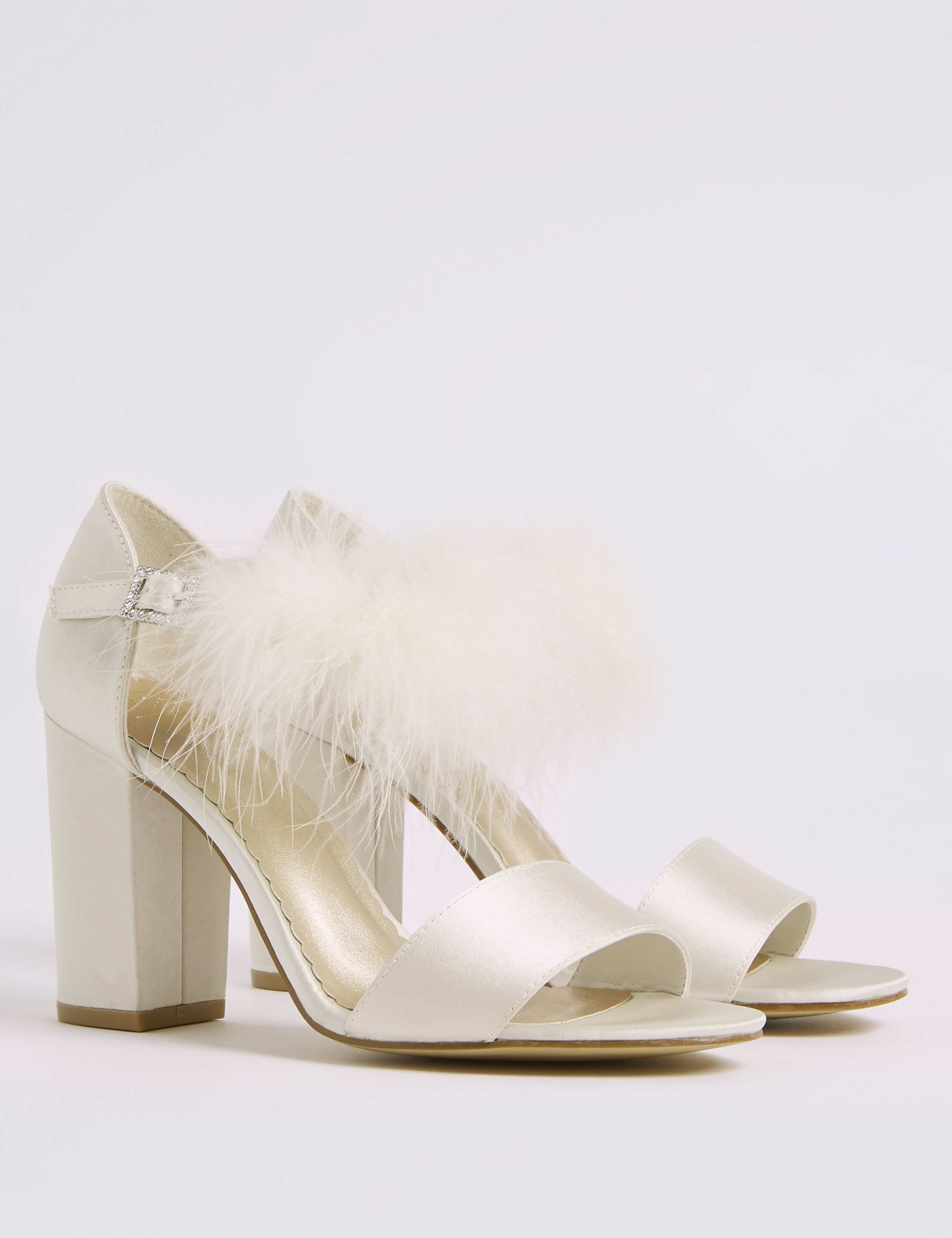 Block Heel Faux Fur Ankle Strap Sandals 3 of 6