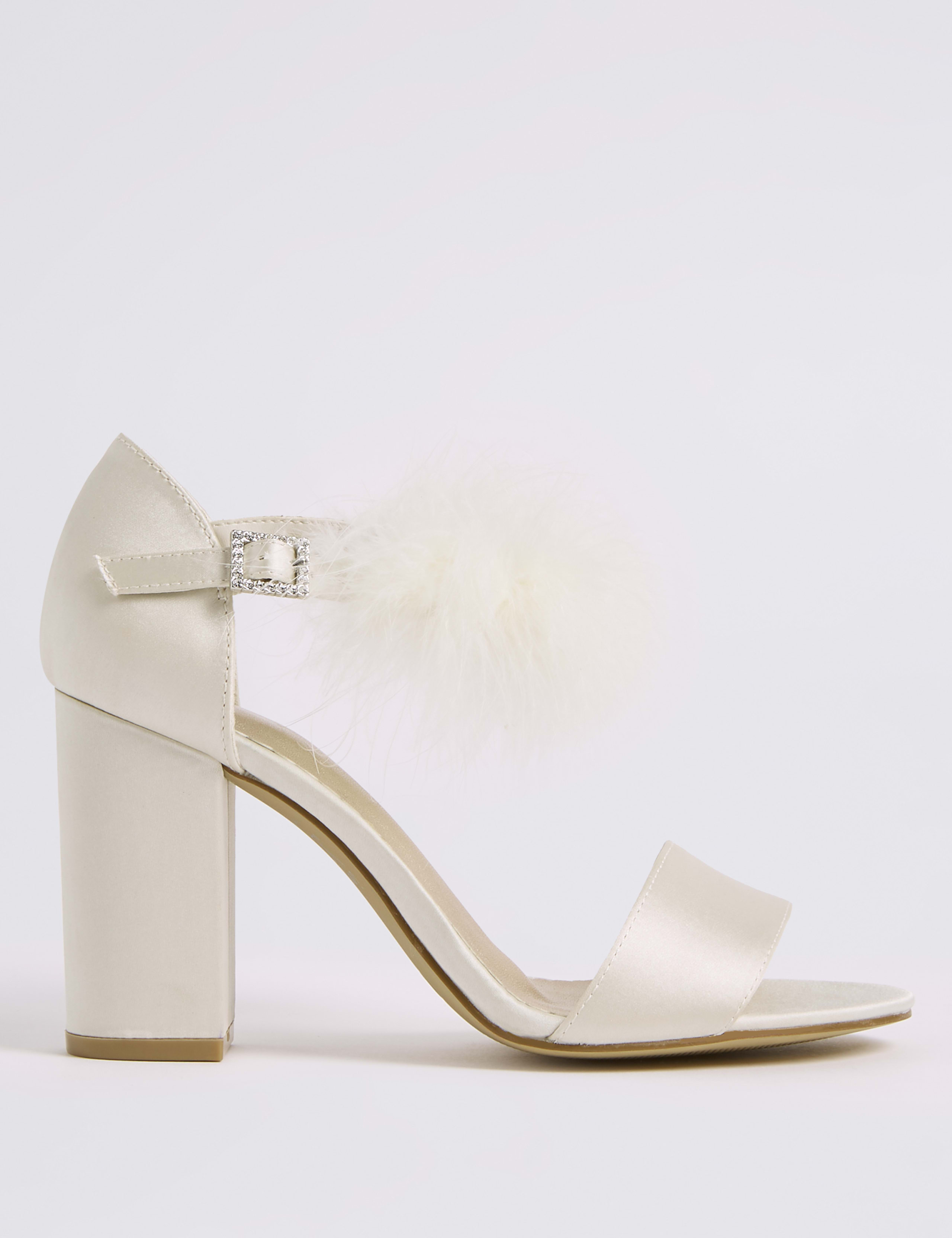 Block Heel Faux Fur Ankle Strap Sandals 2 of 6