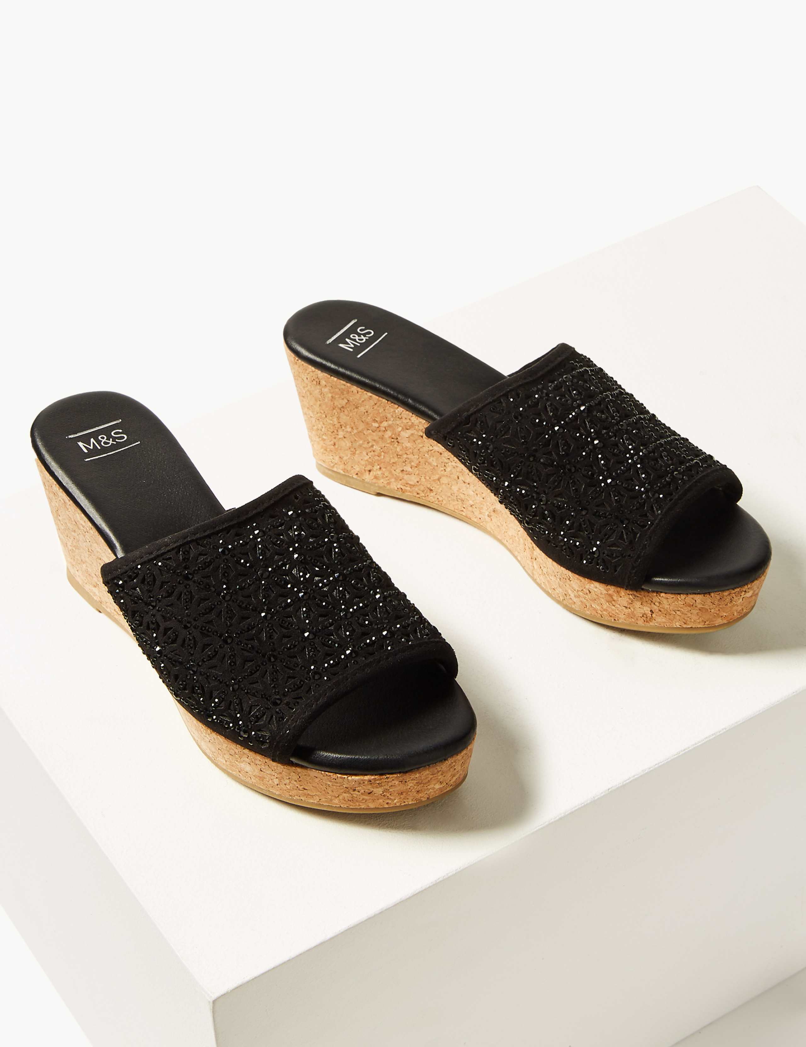 Wedge Heel Slip-on Sparkle Mule Sandals 3 of 6