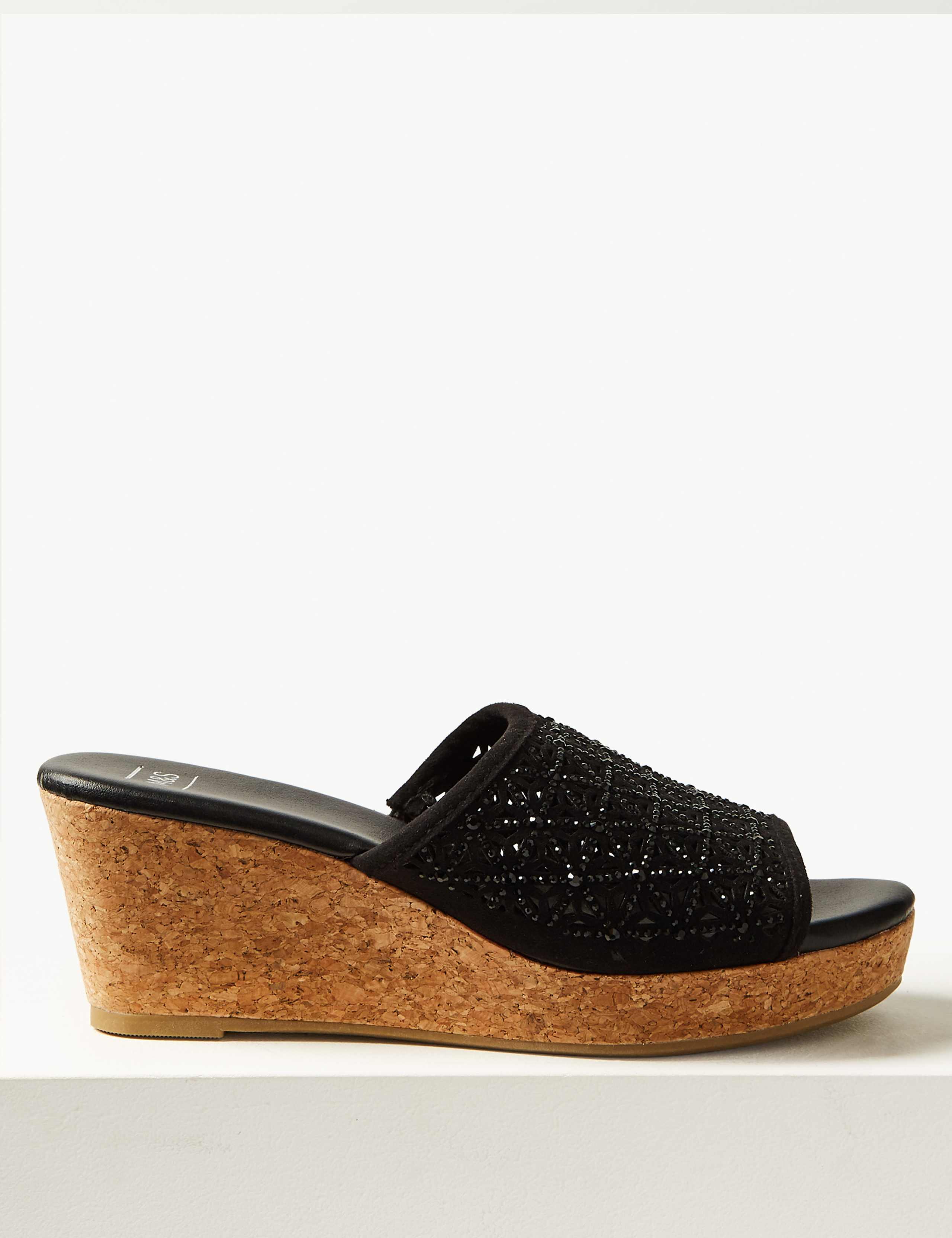 Wedge Heel Slip-on Sparkle Mule Sandals 2 of 6