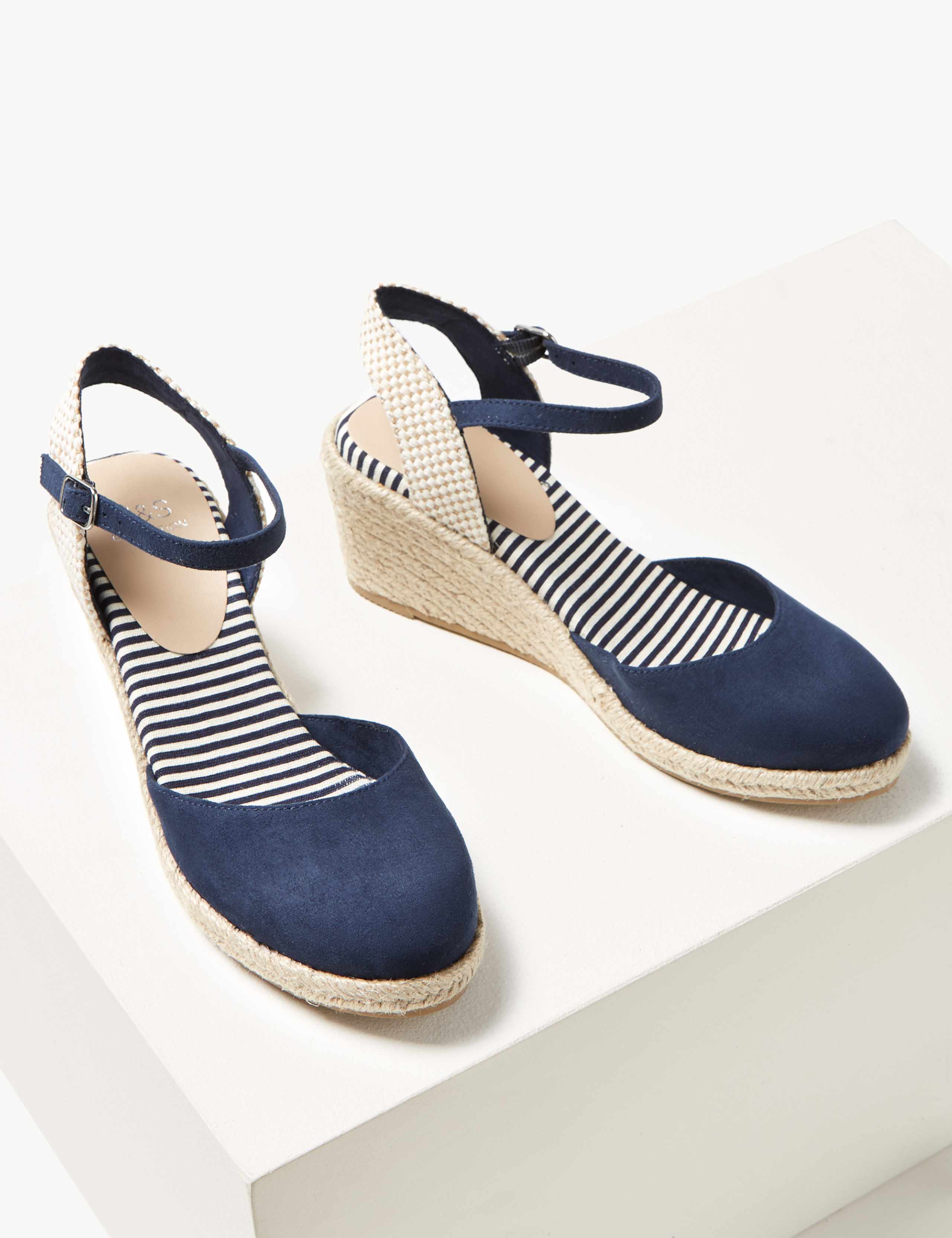 Suede Ankle Strap Wedge Espadrilles 3 of 5