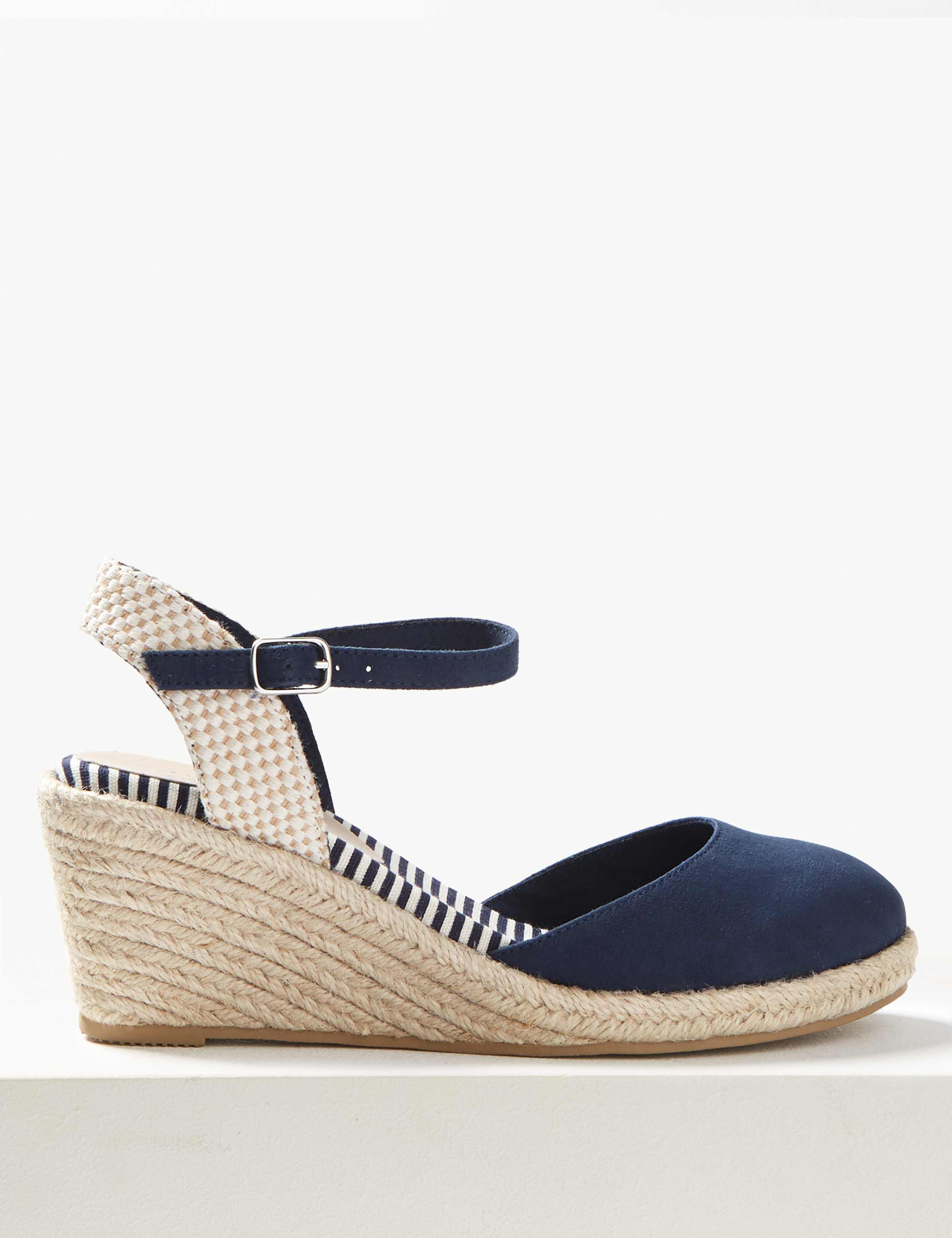Suede Ankle Strap Wedge Espadrilles 2 of 5
