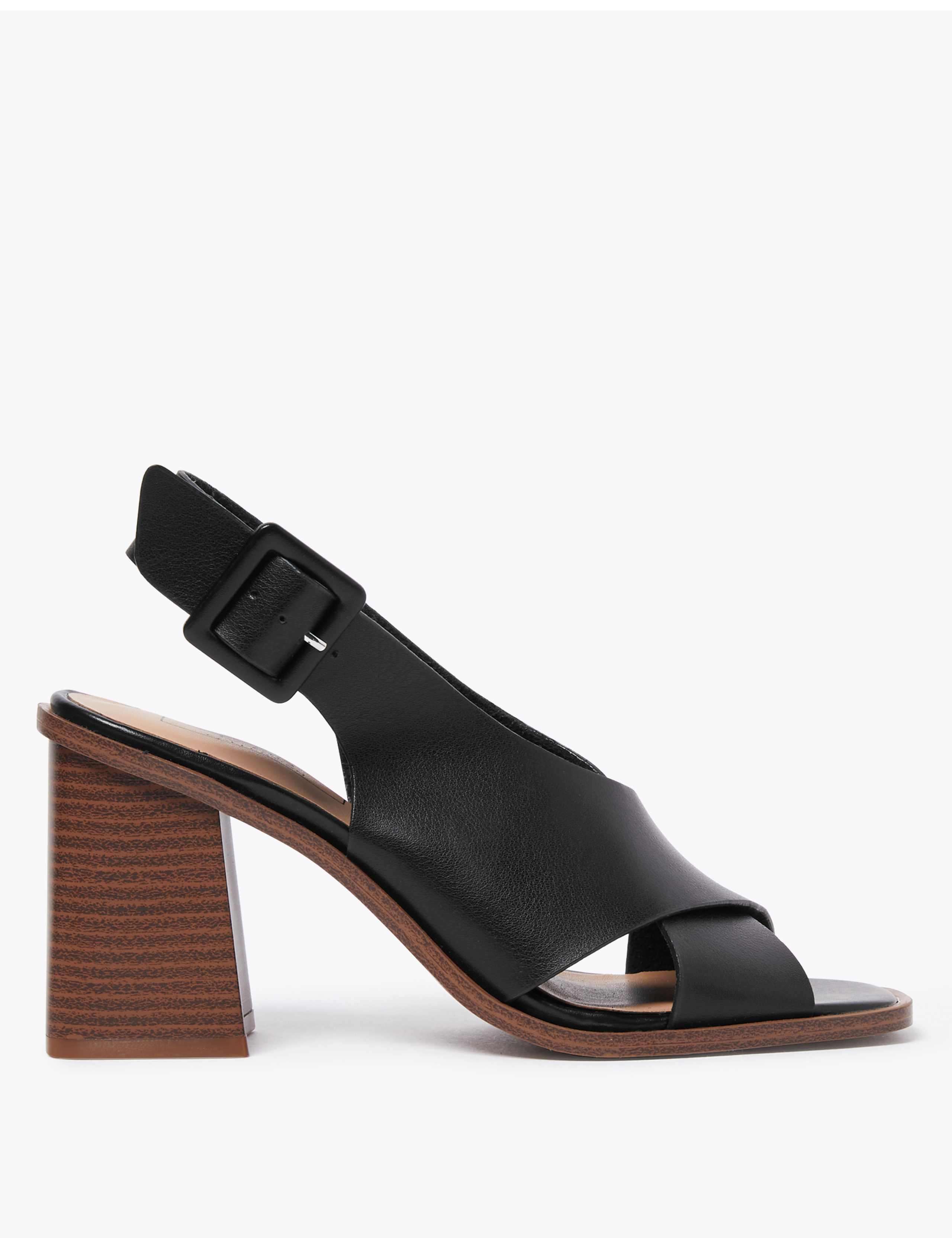 Block Heel Open Toe Slingback Sandals 1 of 4