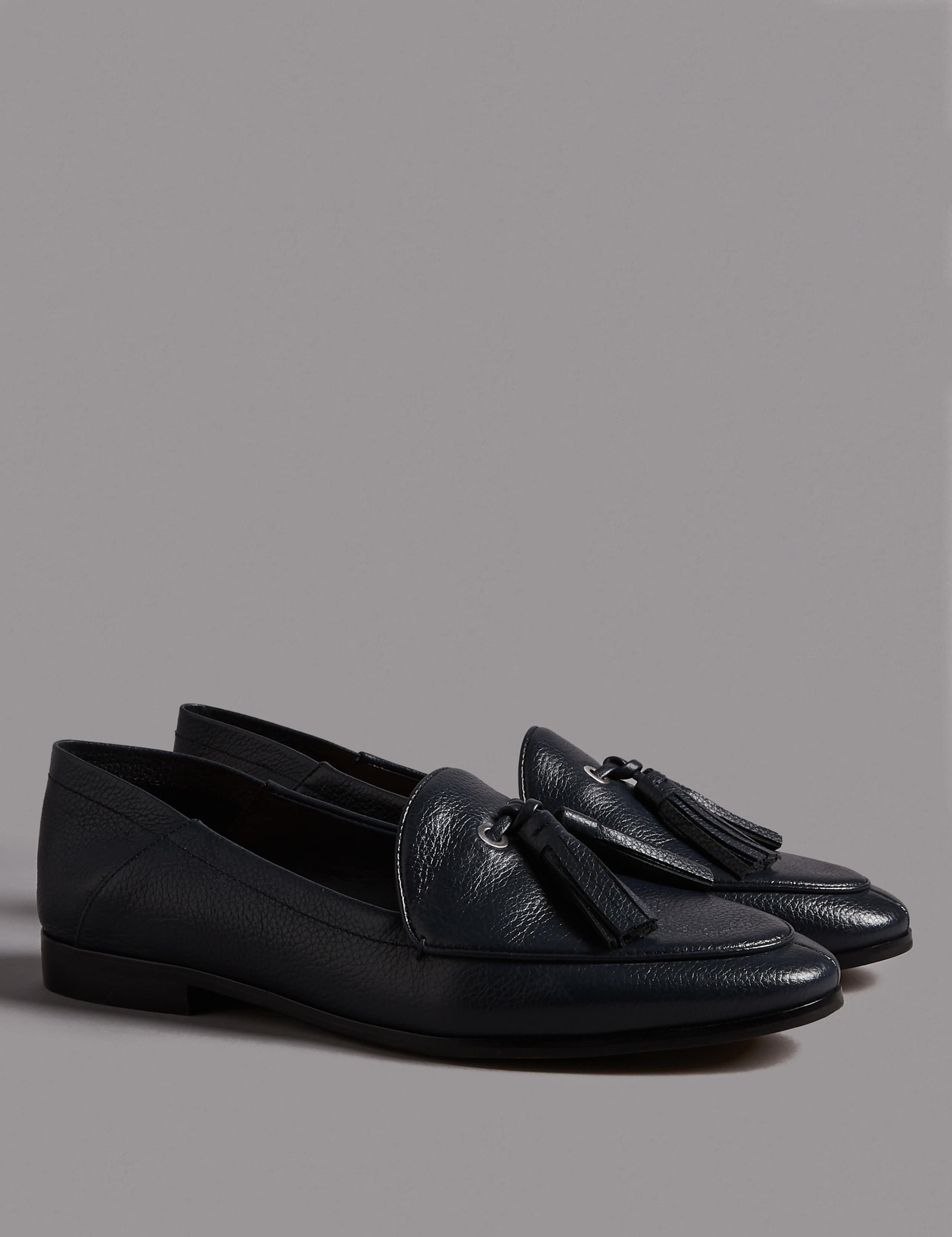 Leather Block Heel Tassel Loafers 3 of 6
