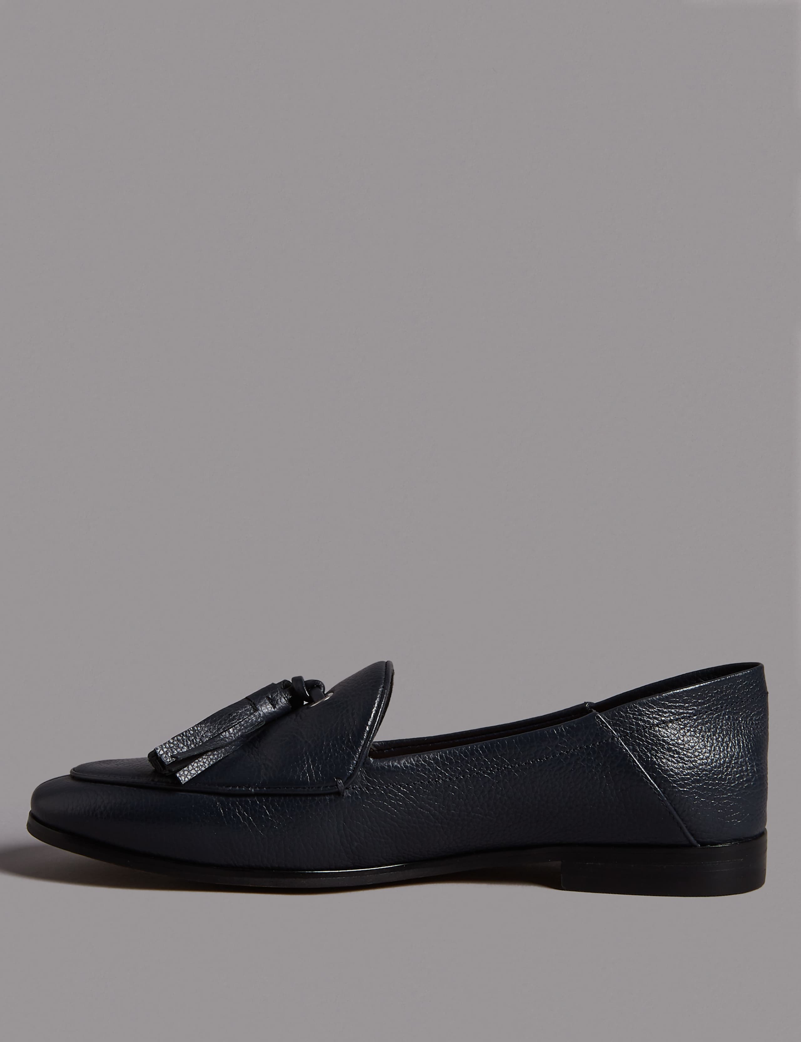 Leather Block Heel Tassel Loafers 5 of 6