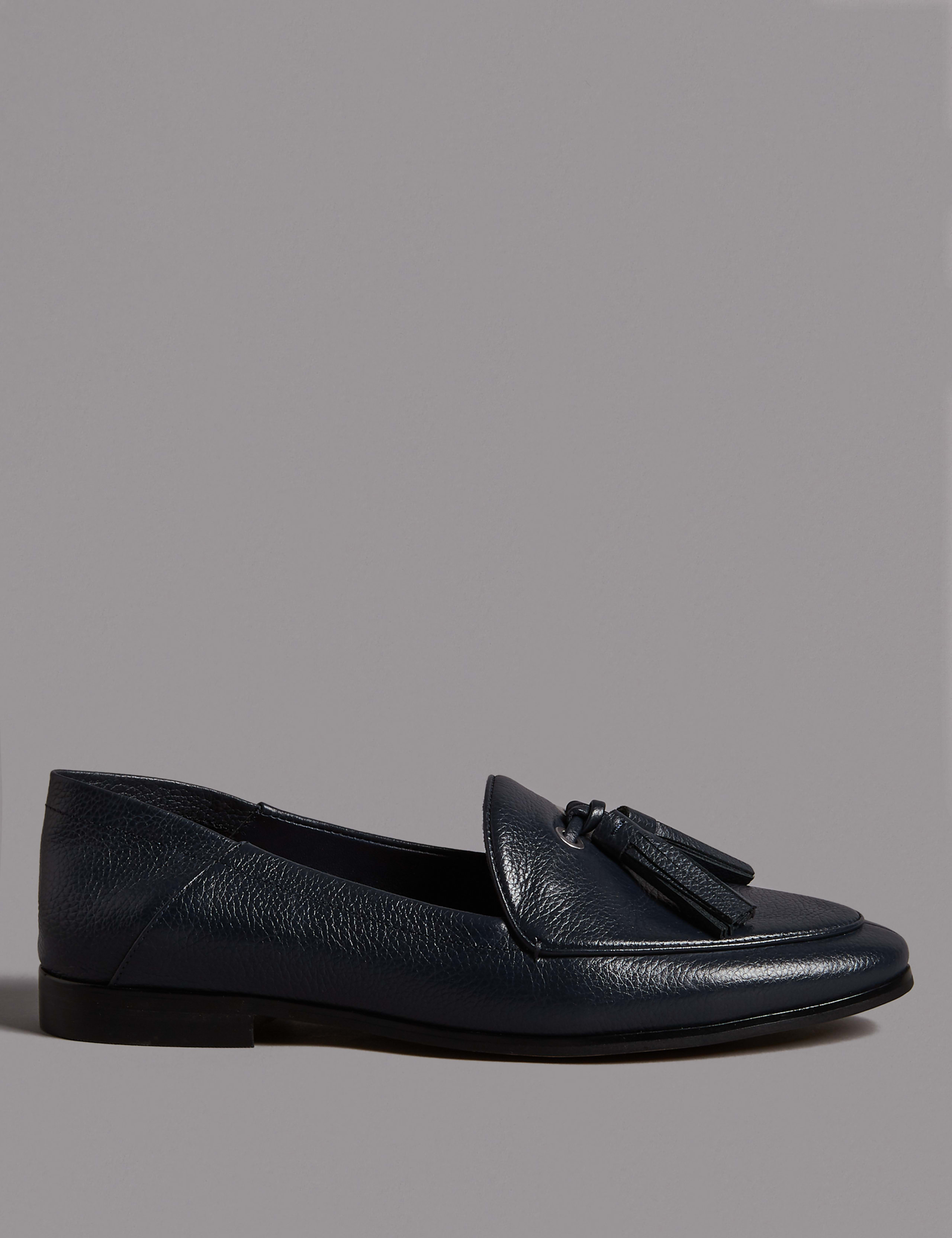 Leather Block Heel Tassel Loafers 2 of 6