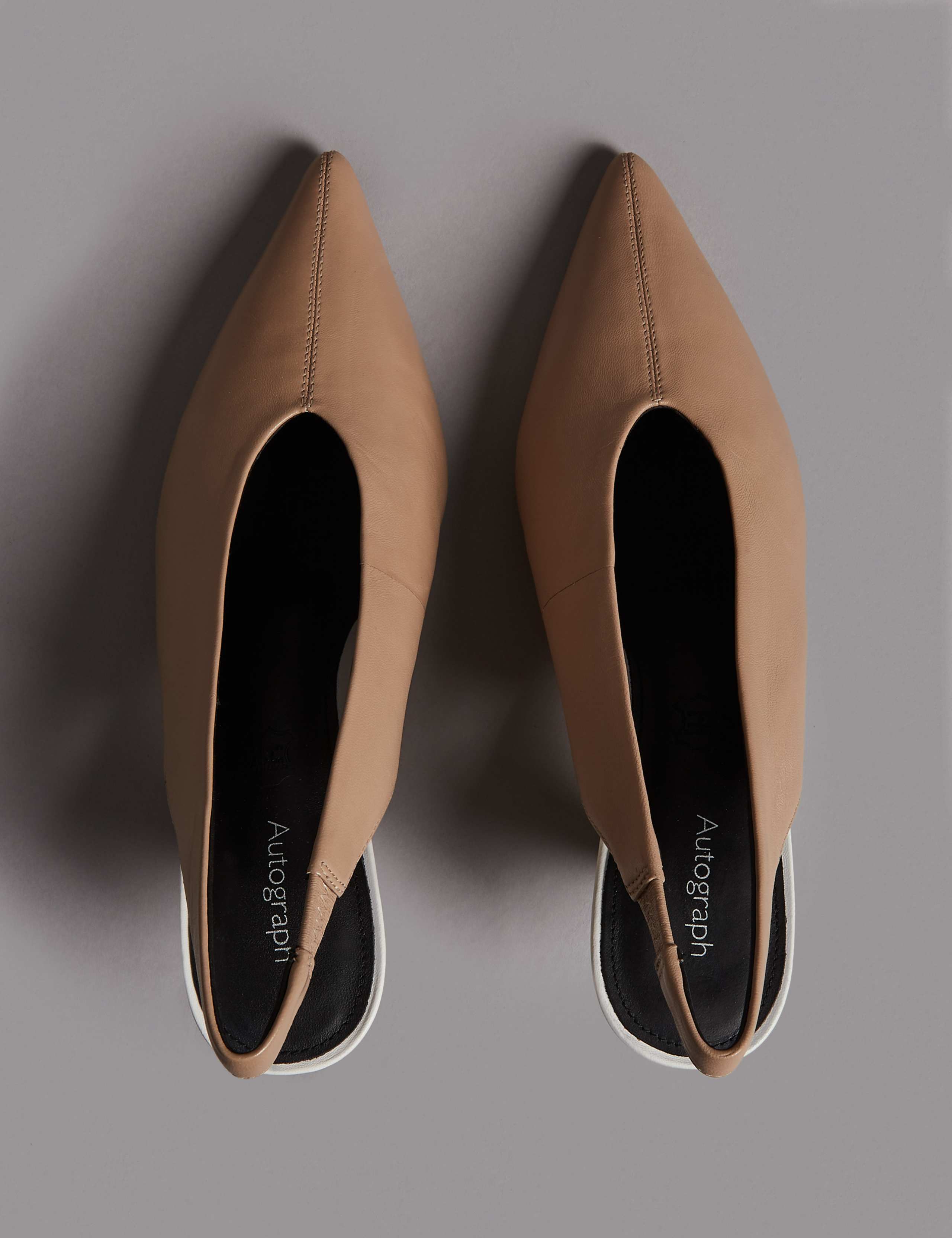 Leather Cone Heel Slingback Court Shoes 4 of 6