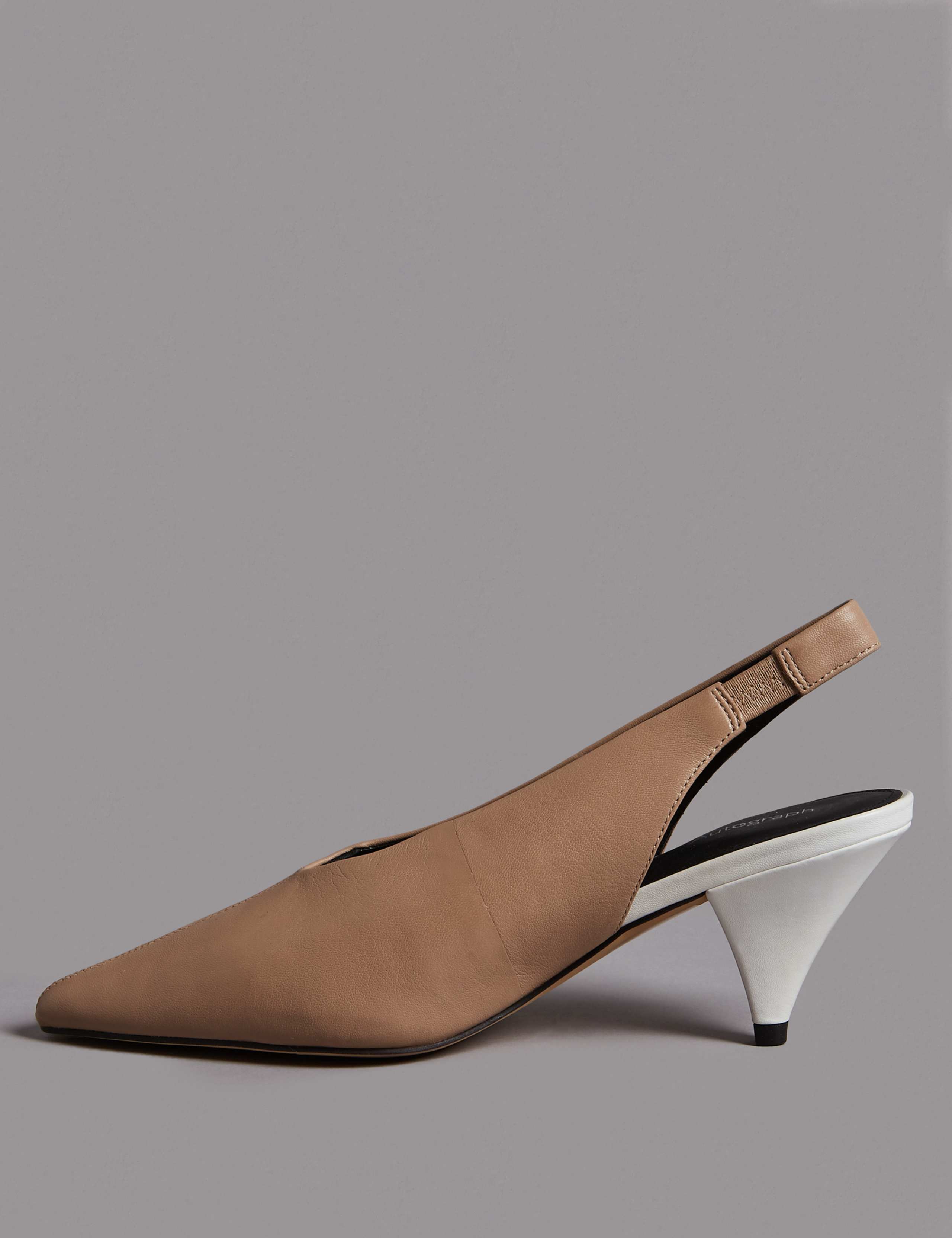 Leather Cone Heel Slingback Court Shoes 5 of 6