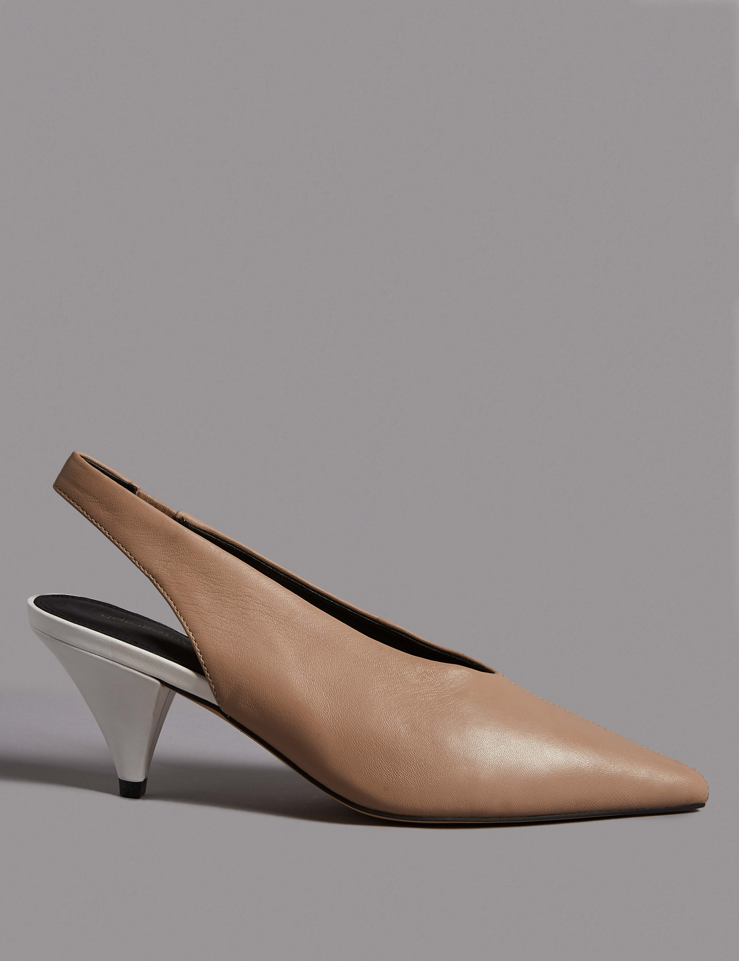 Leather Cone Heel Slingback Court Shoes 2 of 6