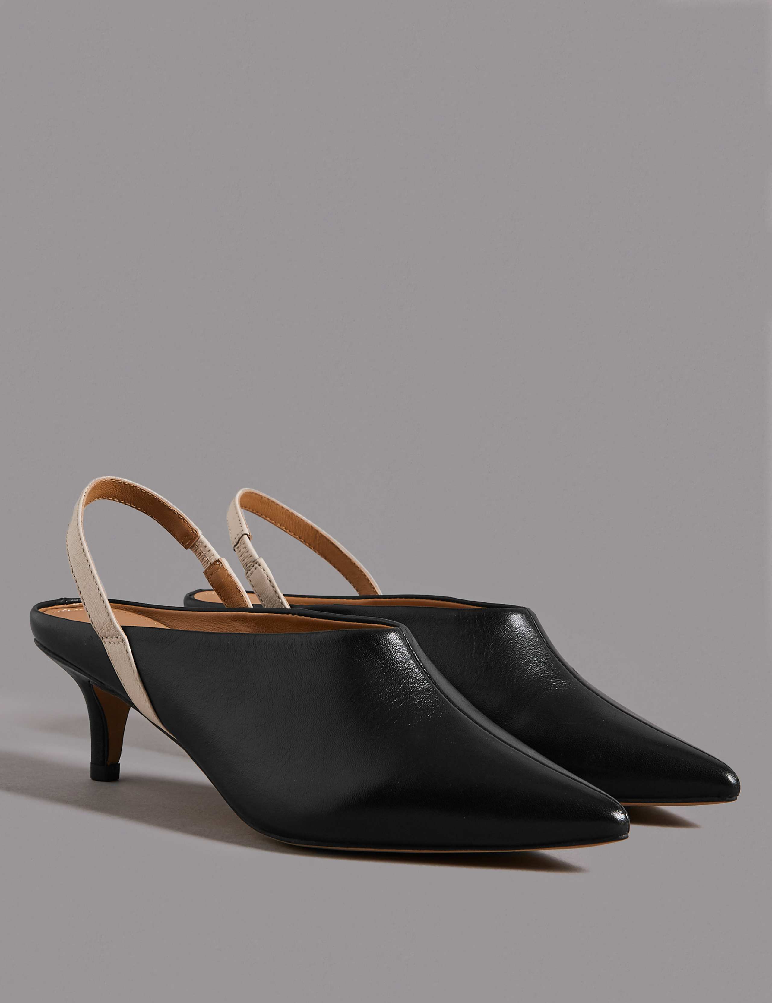 Leather Kitten Heel Slingback Court Shoes 2 of 5