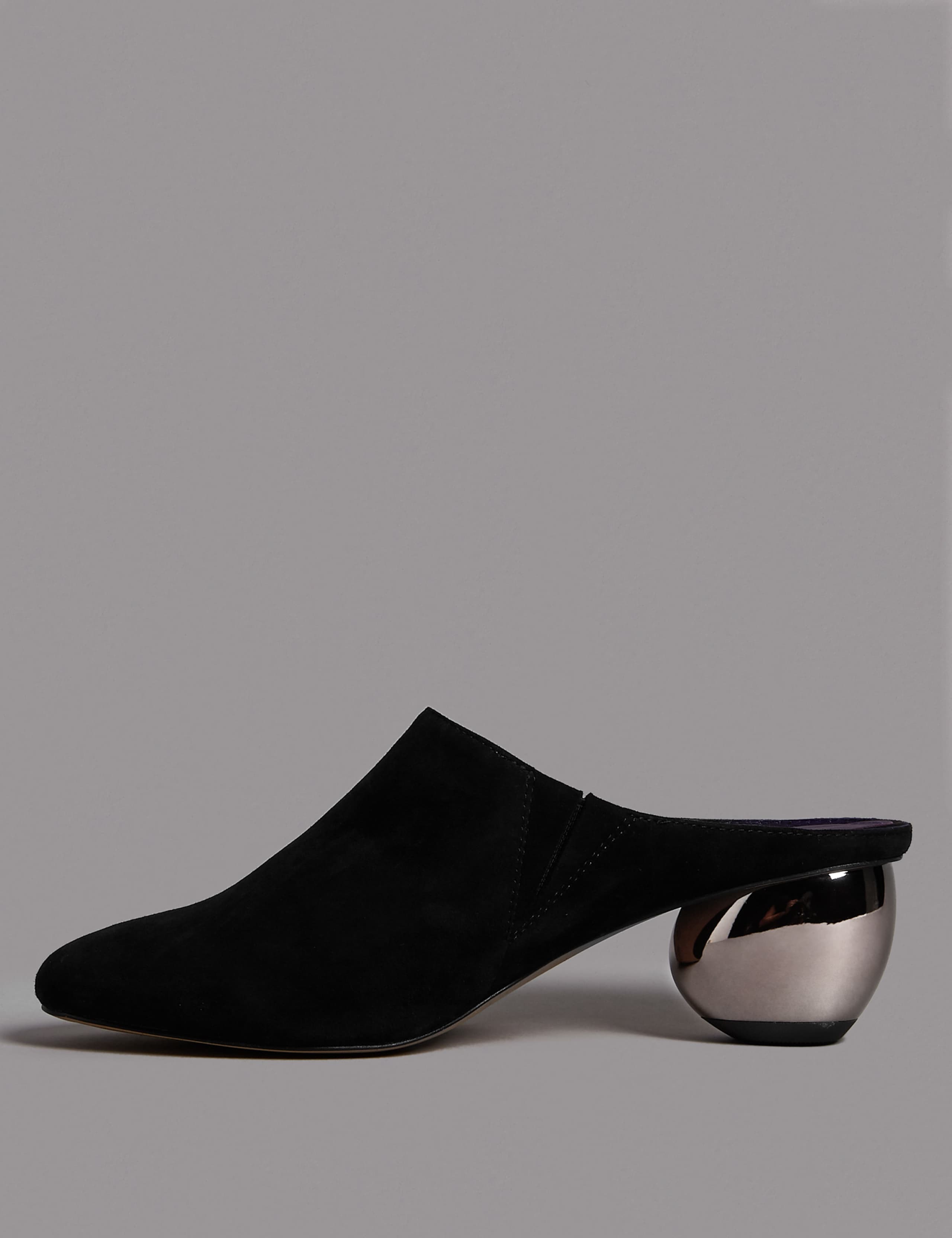 Suede Round Heel Mule Shoes 5 of 6