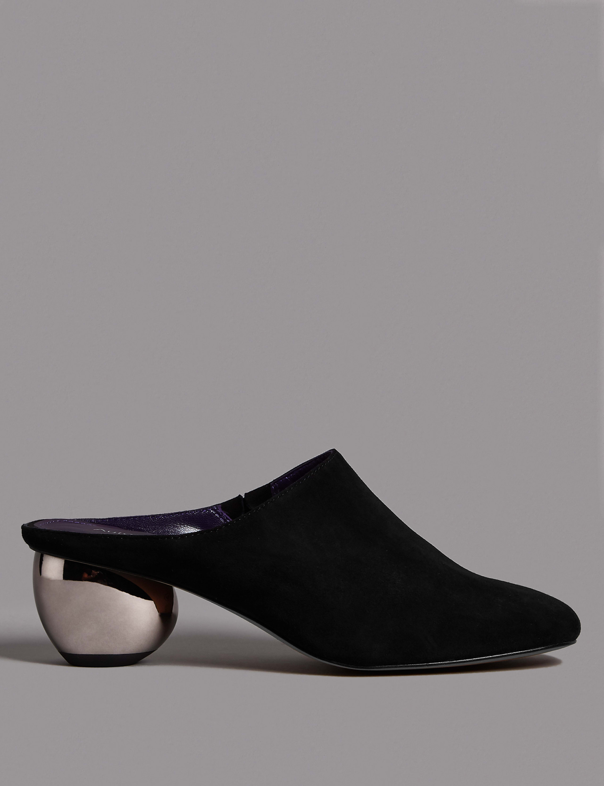 Suede Round Heel Mule Shoes 2 of 6