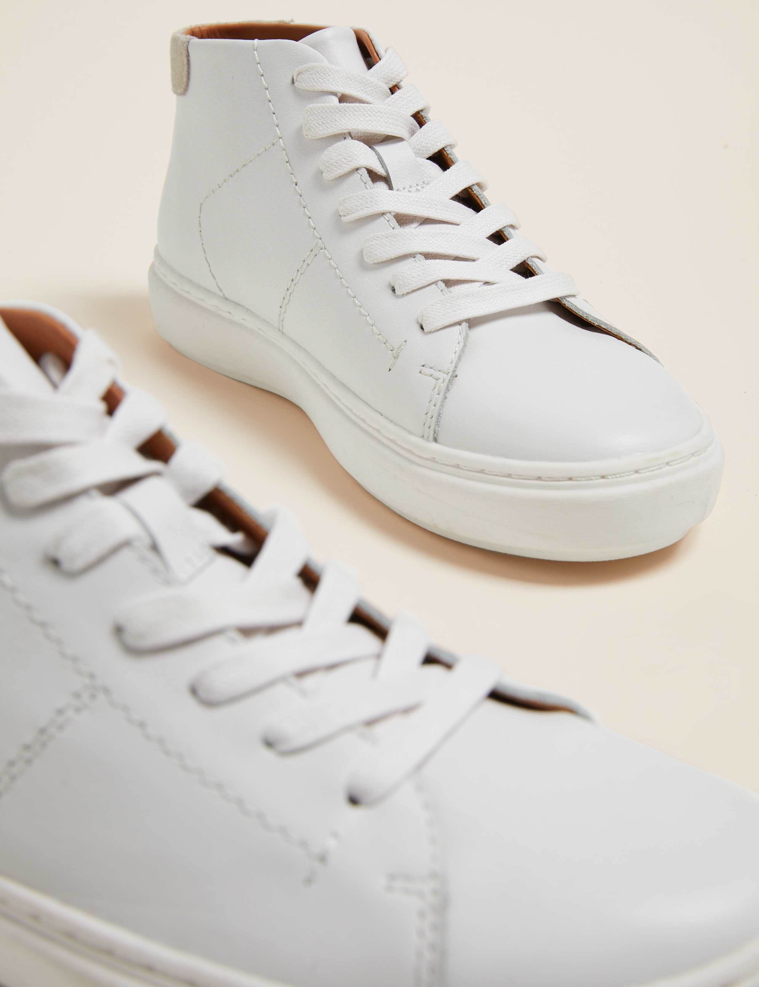 Leather Lace Up High Top Trainers 3 of 4
