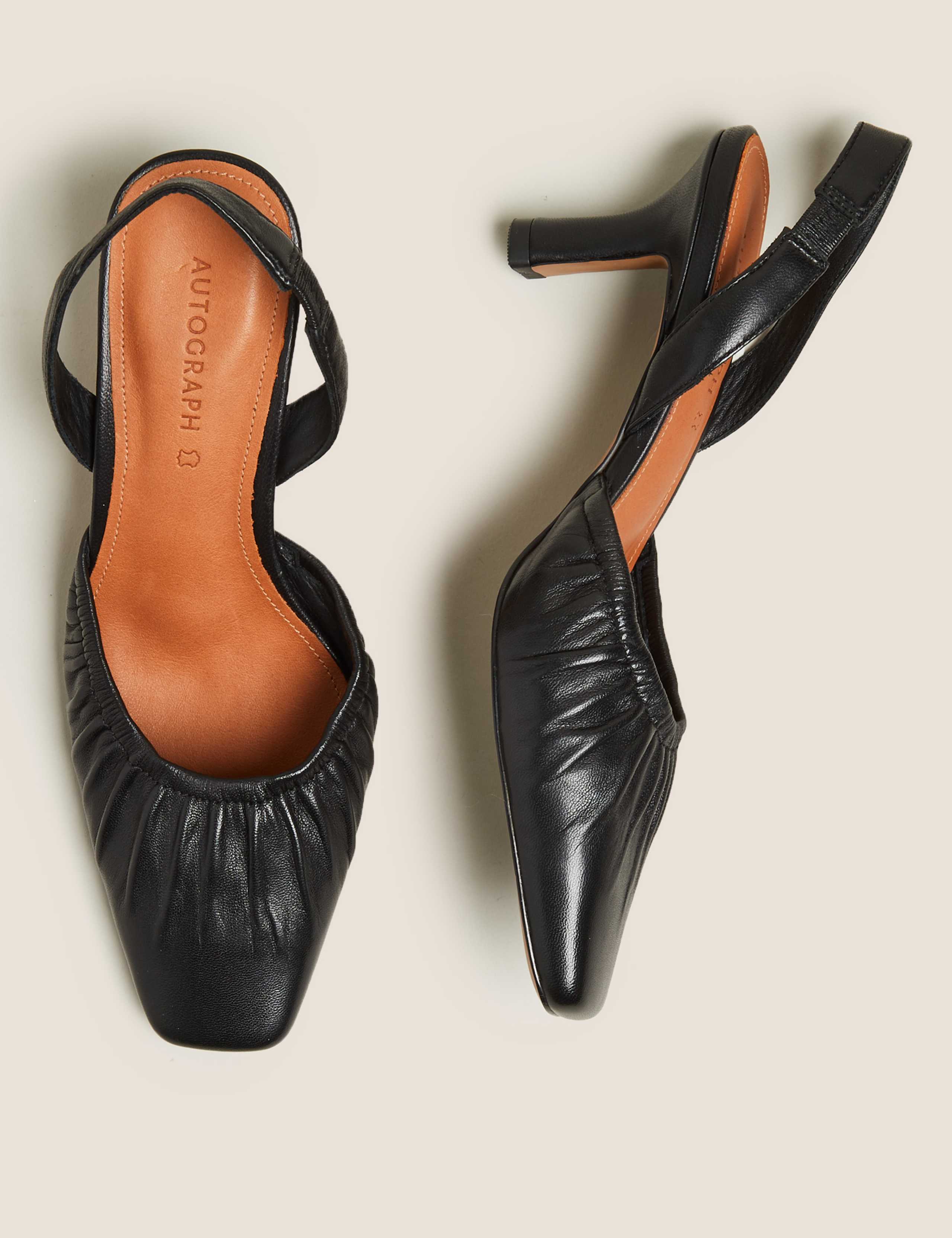 Leather Square Toe Slingback Shoes 3 of 5