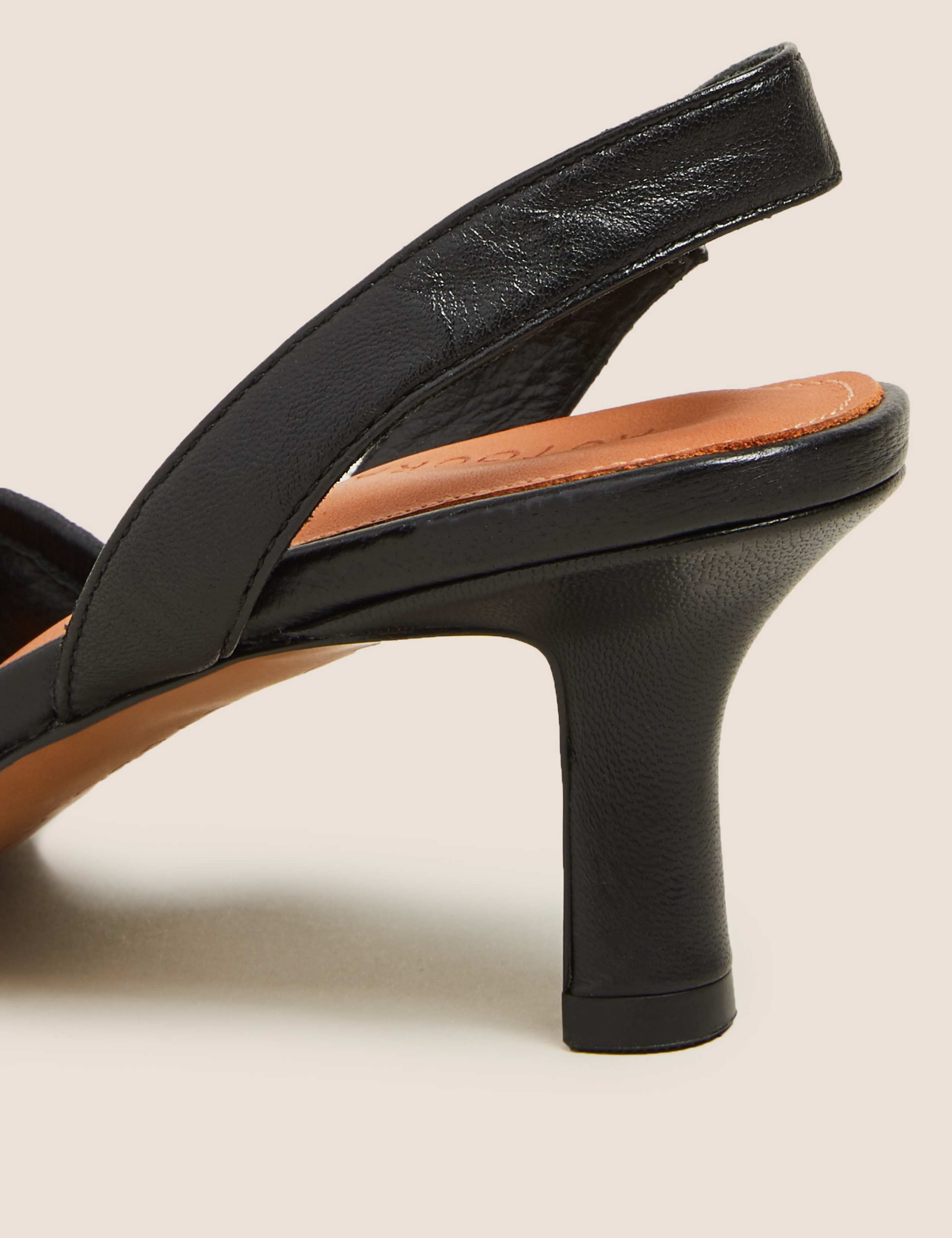 Leather Square Toe Slingback Shoes 4 of 5