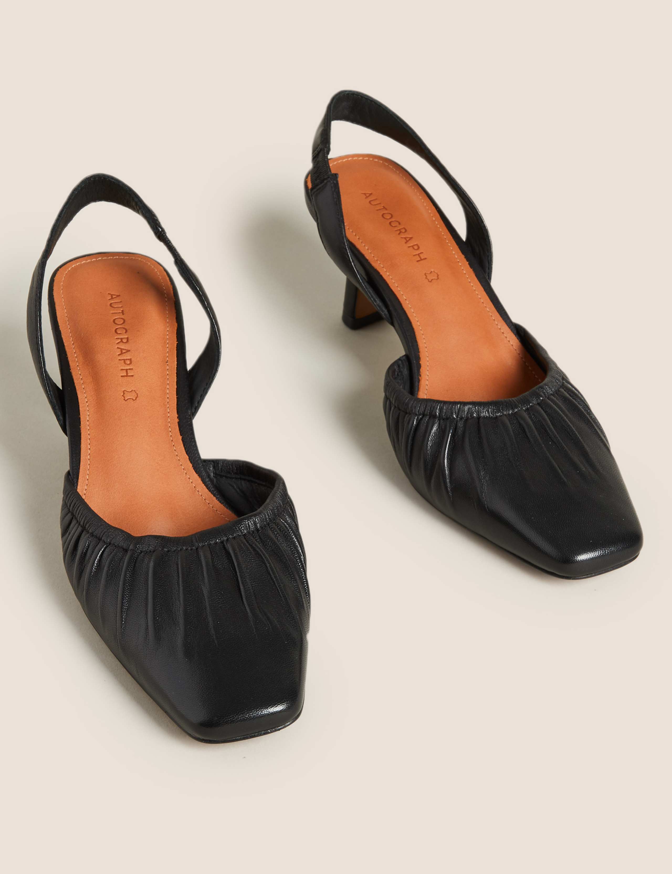 Leather Square Toe Slingback Shoes 2 of 5