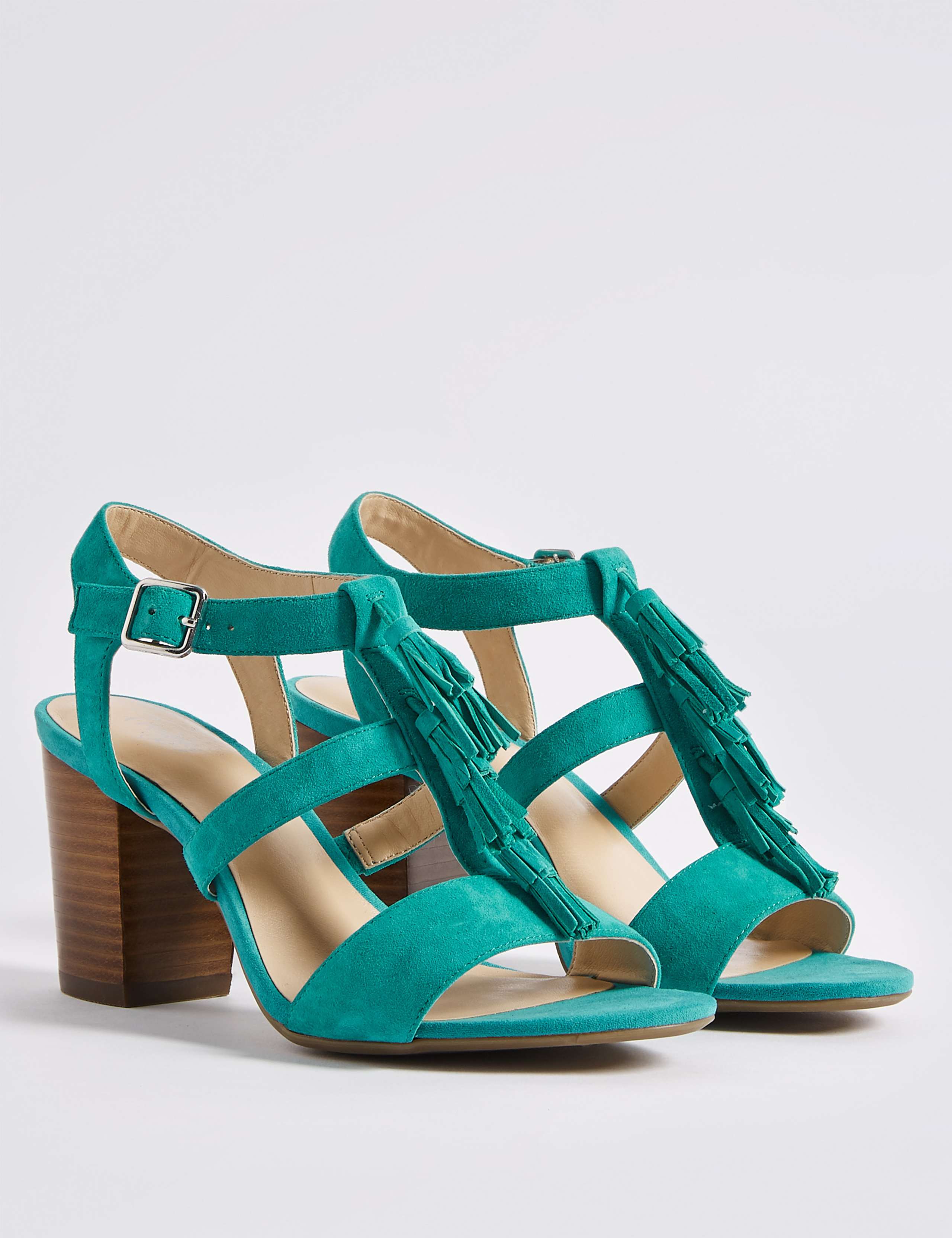 Suede Block Heel Tassel Sandals 3 of 6